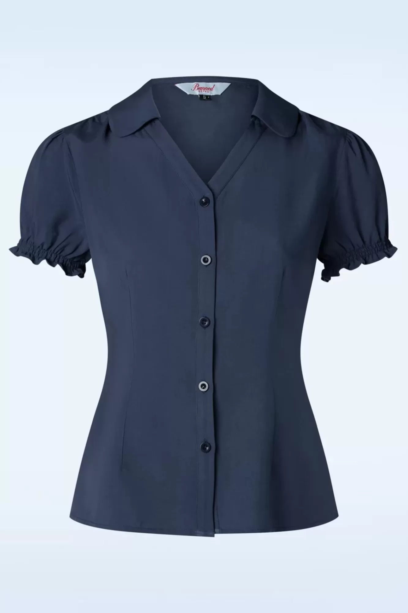 Banned Retro Jane Blouse In Marineblauw | Vrouwen Blouses