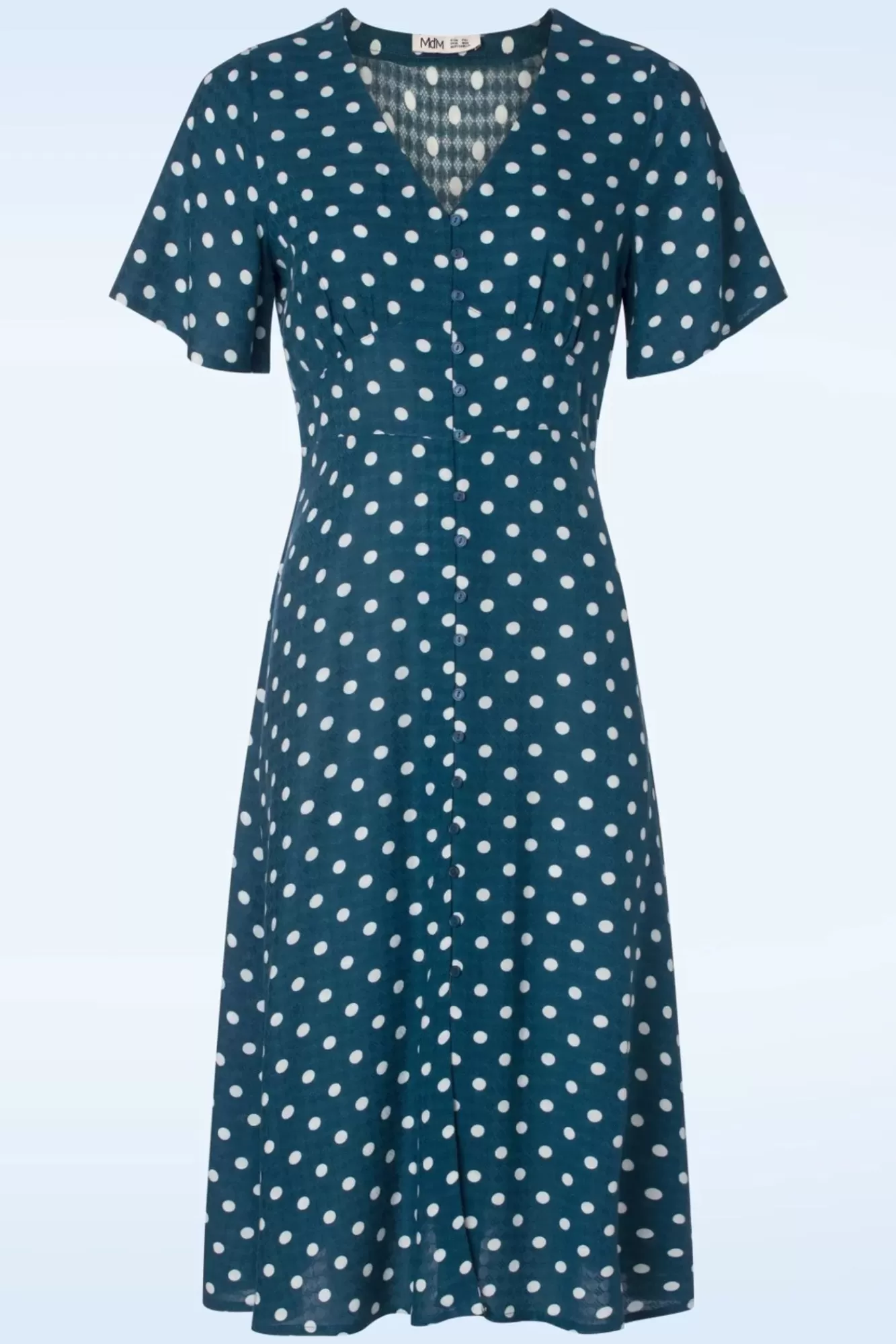 Md'M Jeanette Polka Dot Jurk In Marineblauw | Vrouwen Midi Jurken