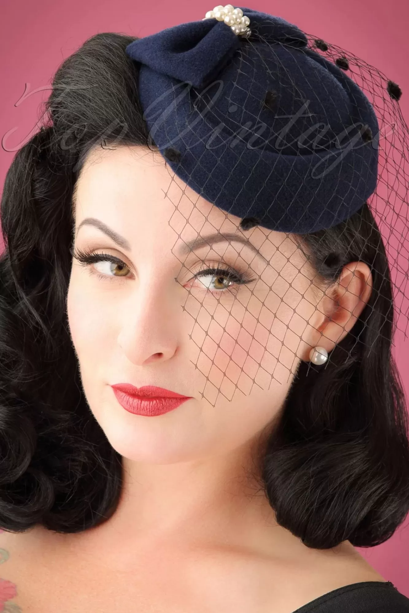 Banned Retro Judy Hoed In Marineblauw | Vrouwen Haaraccessoires