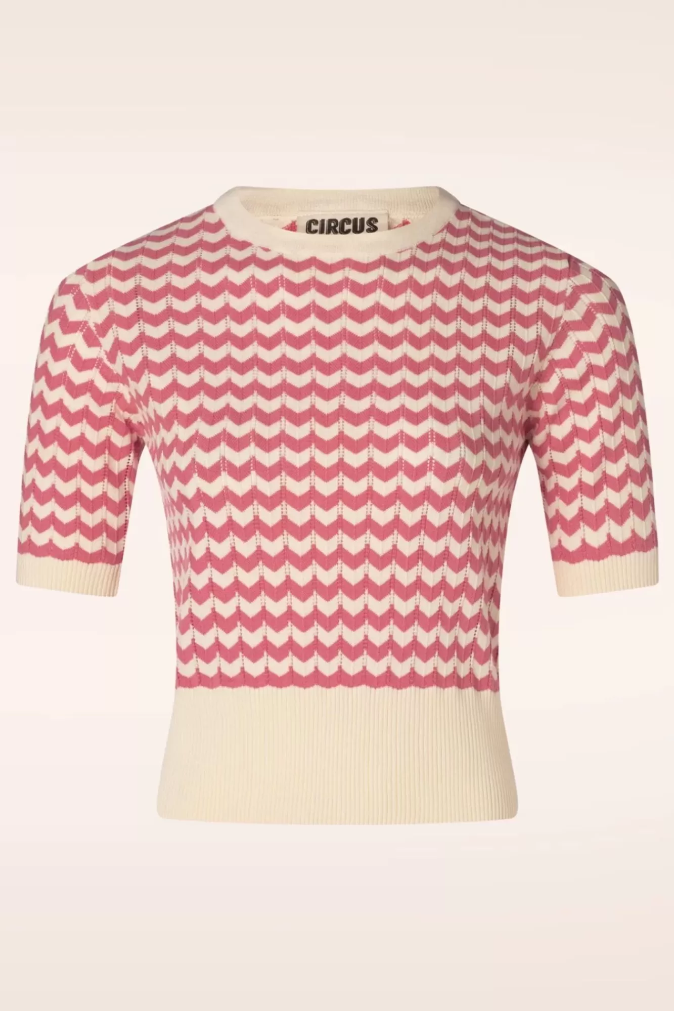 Circus June Sweater In Gebroken Wit En Kers | Vrouwen Truitjes