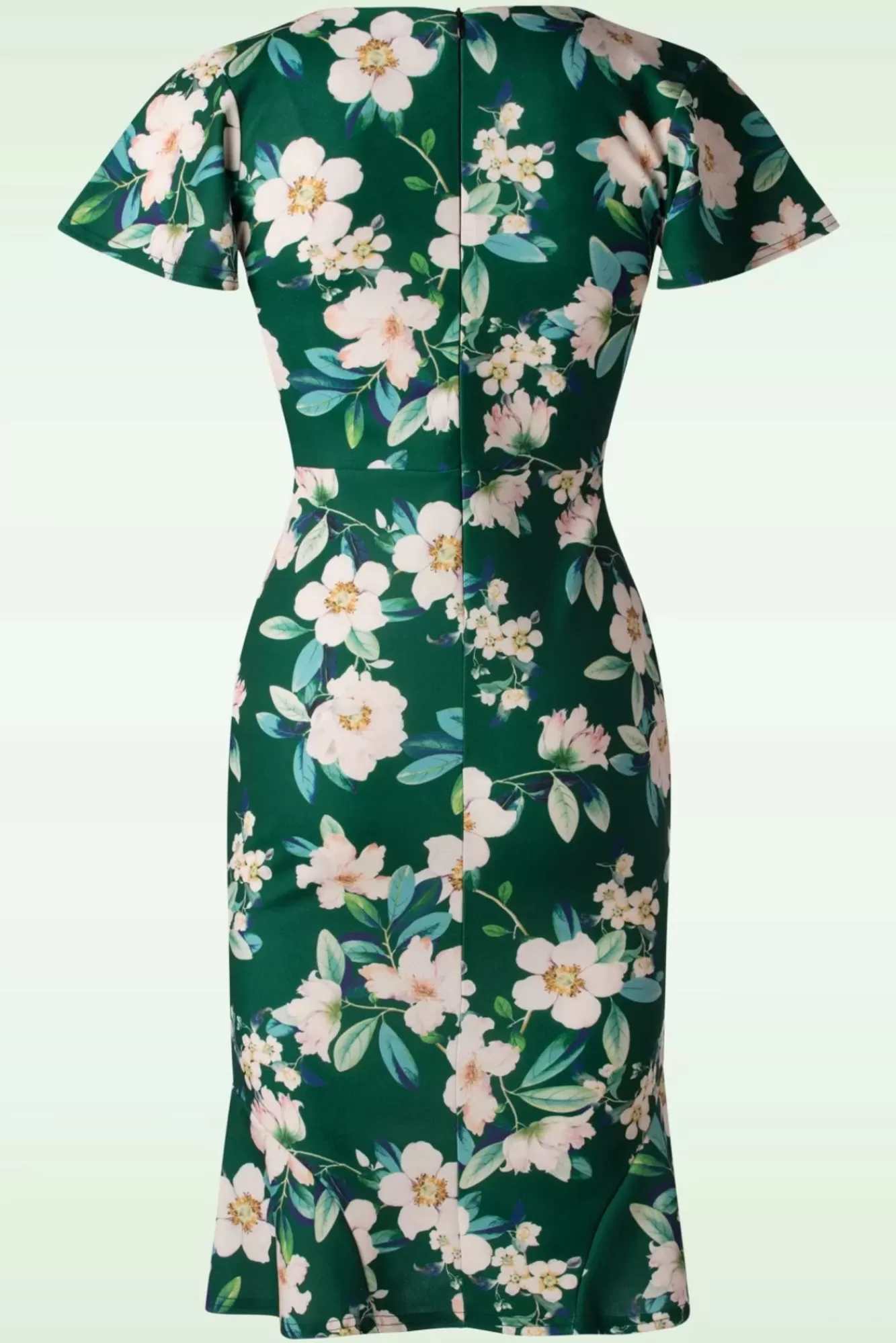 Vintage Chic for Topvintage Katie Floral Pencil Jurk In Groen | Vrouwen Effen Jurken