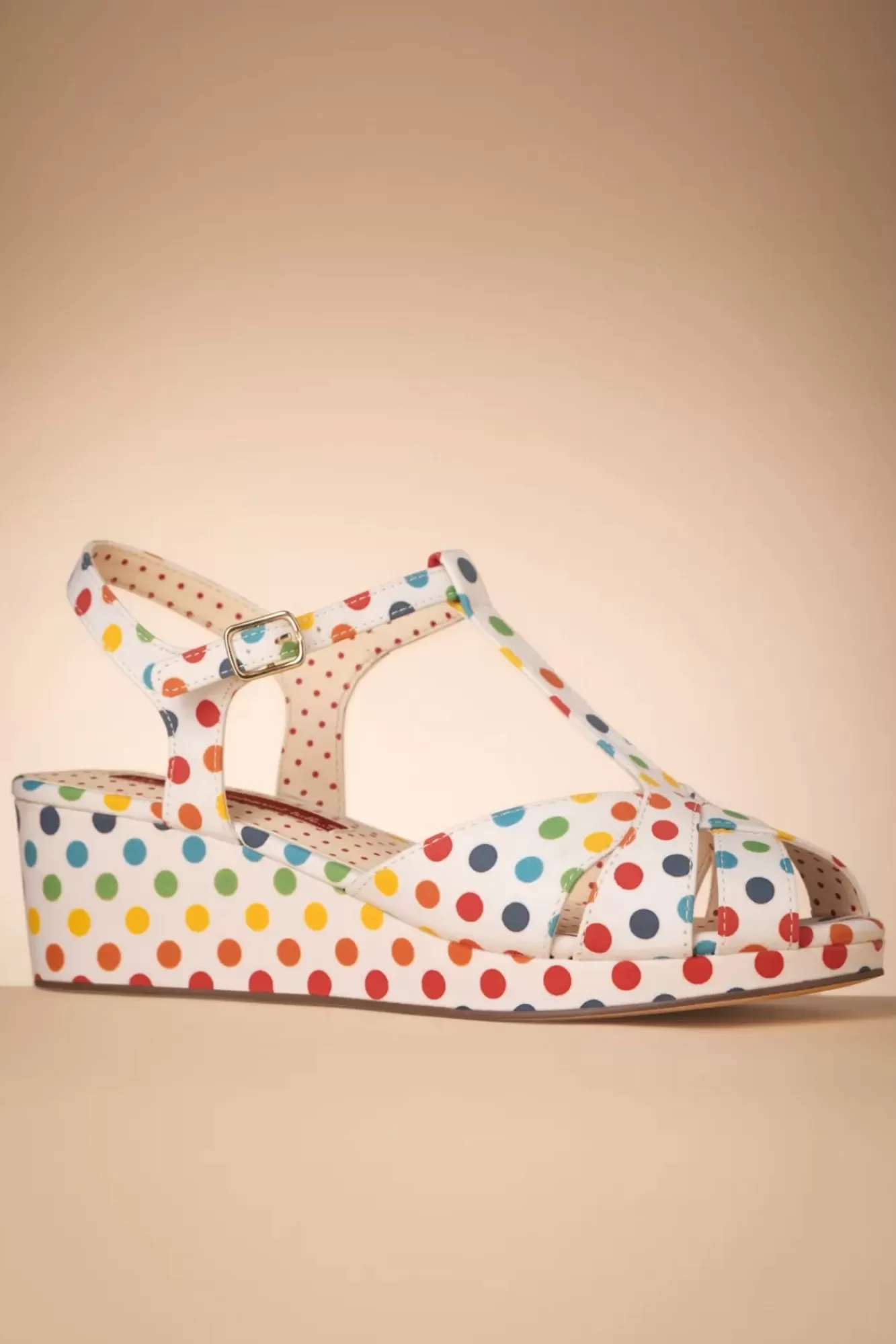 B.A.I.T. Kira Polkadot Sleehak Sandalen In Wit | Vrouwen Sandalen