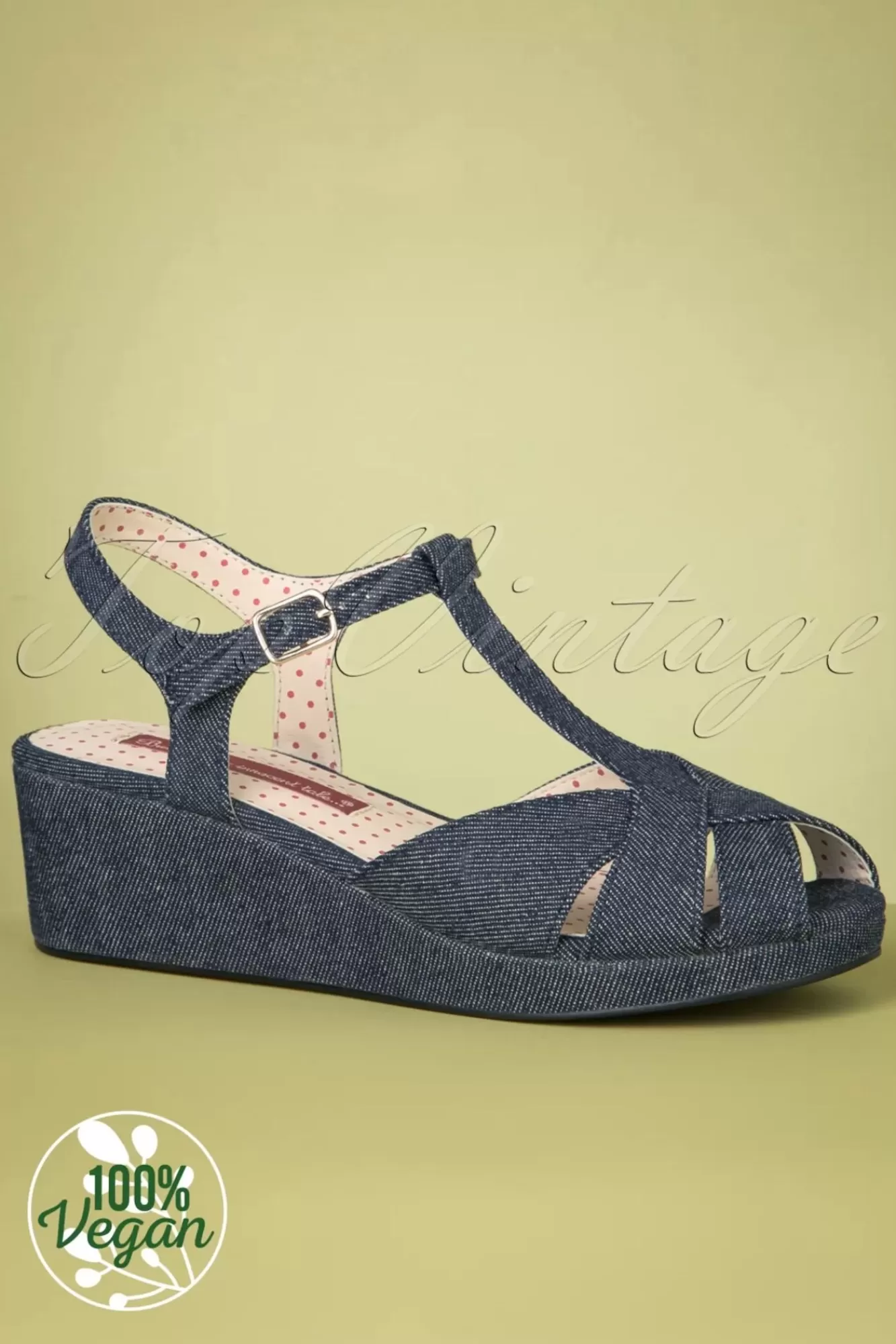 B.A.I.T. Kira Sandalen Met Sleehak In Denimblauw | Vrouwen Sandalen