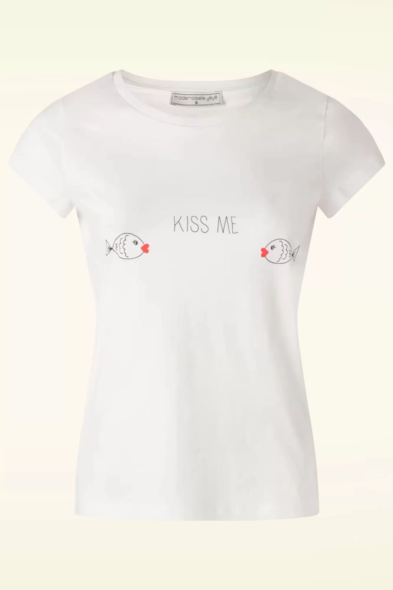 Mademoiselle Yu00e9Yu00e9 Kiss Me T-Shirt In Ecru | Vrouwen T-Shirts