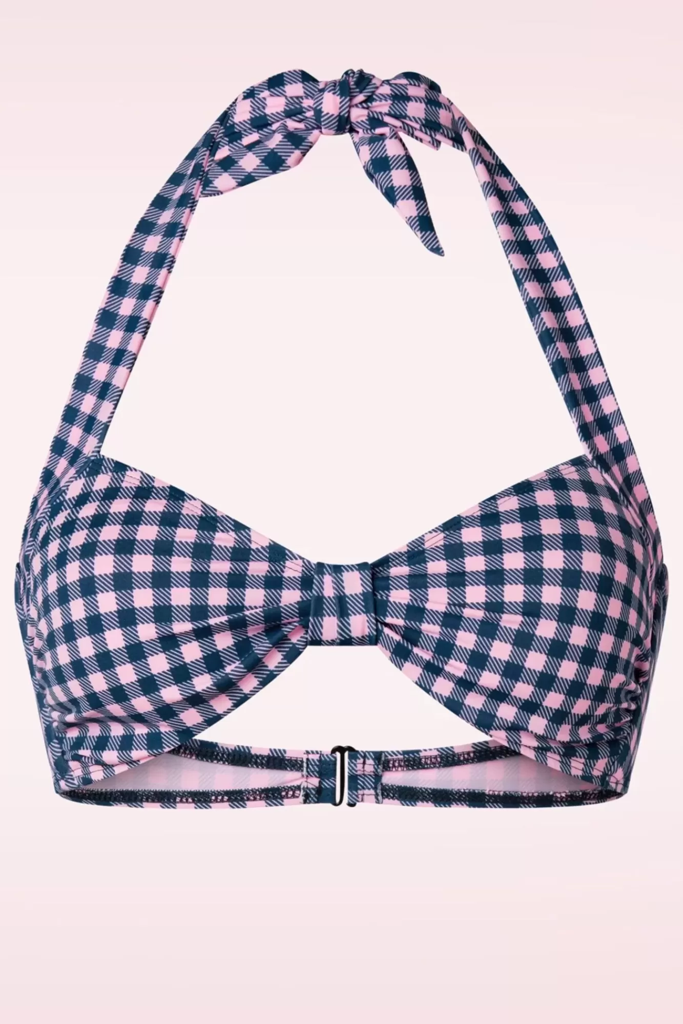 Esther Williams Klassieke Gingham Bikinitop In Roze En Blauw | Vrouwen Bikini'S