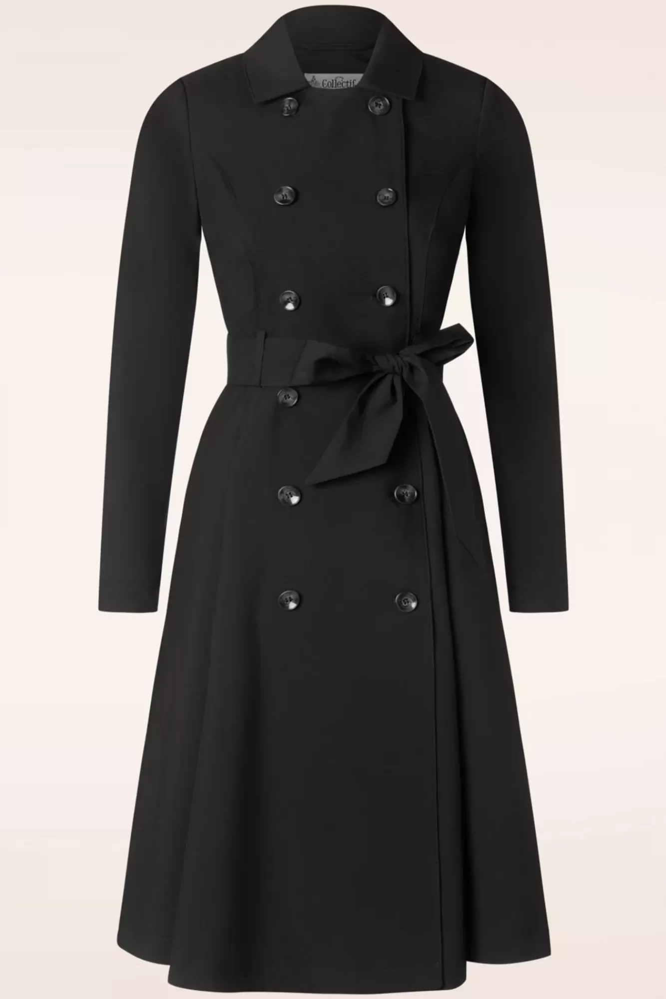 Collectif Clothing Korrina Swing Trenchcoat In Zwart | Vrouwen Jassen