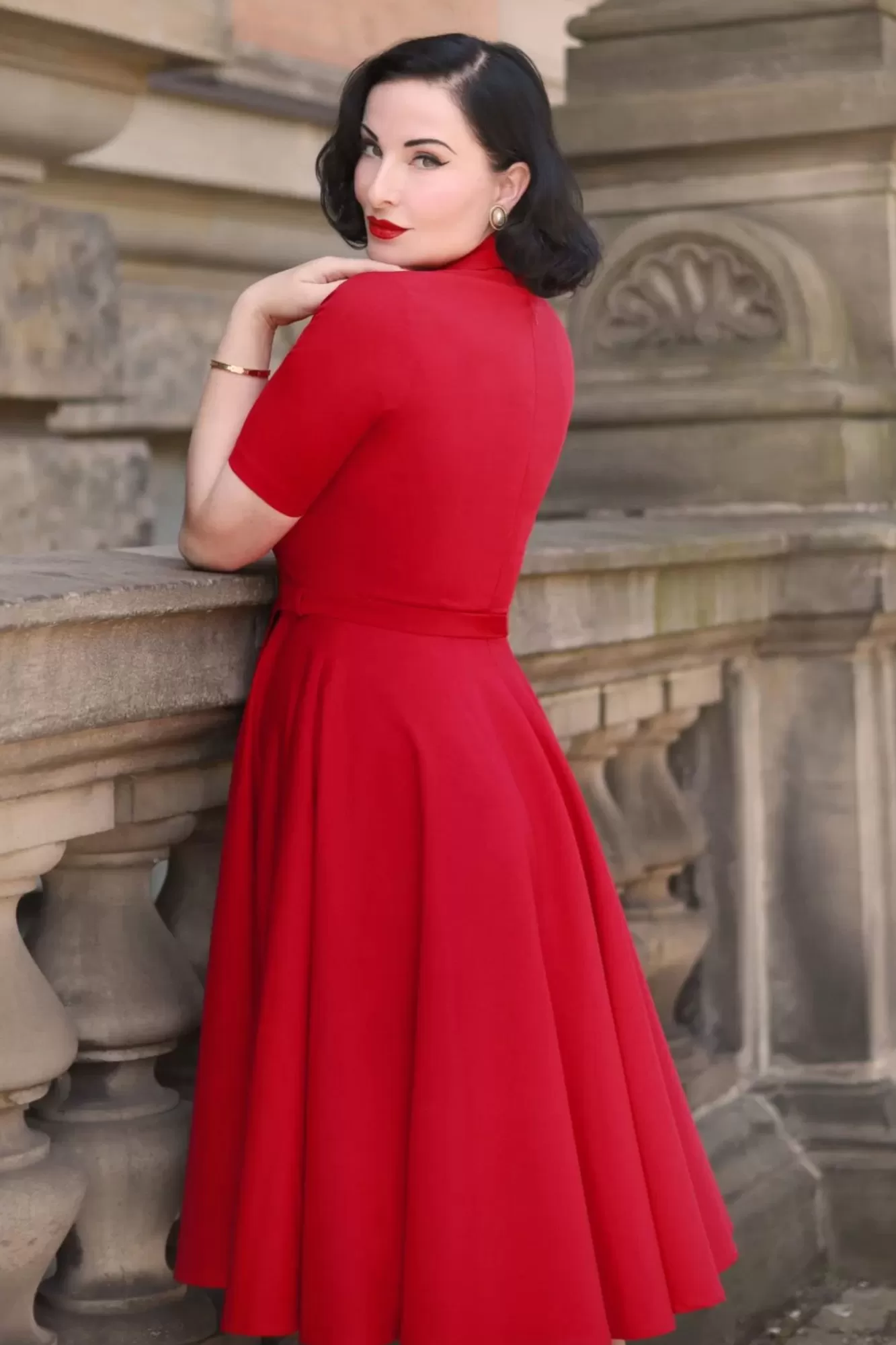 Vintage Diva Laura Lee Swing Jurk In Rood | Vrouwen Plus Size Jurken