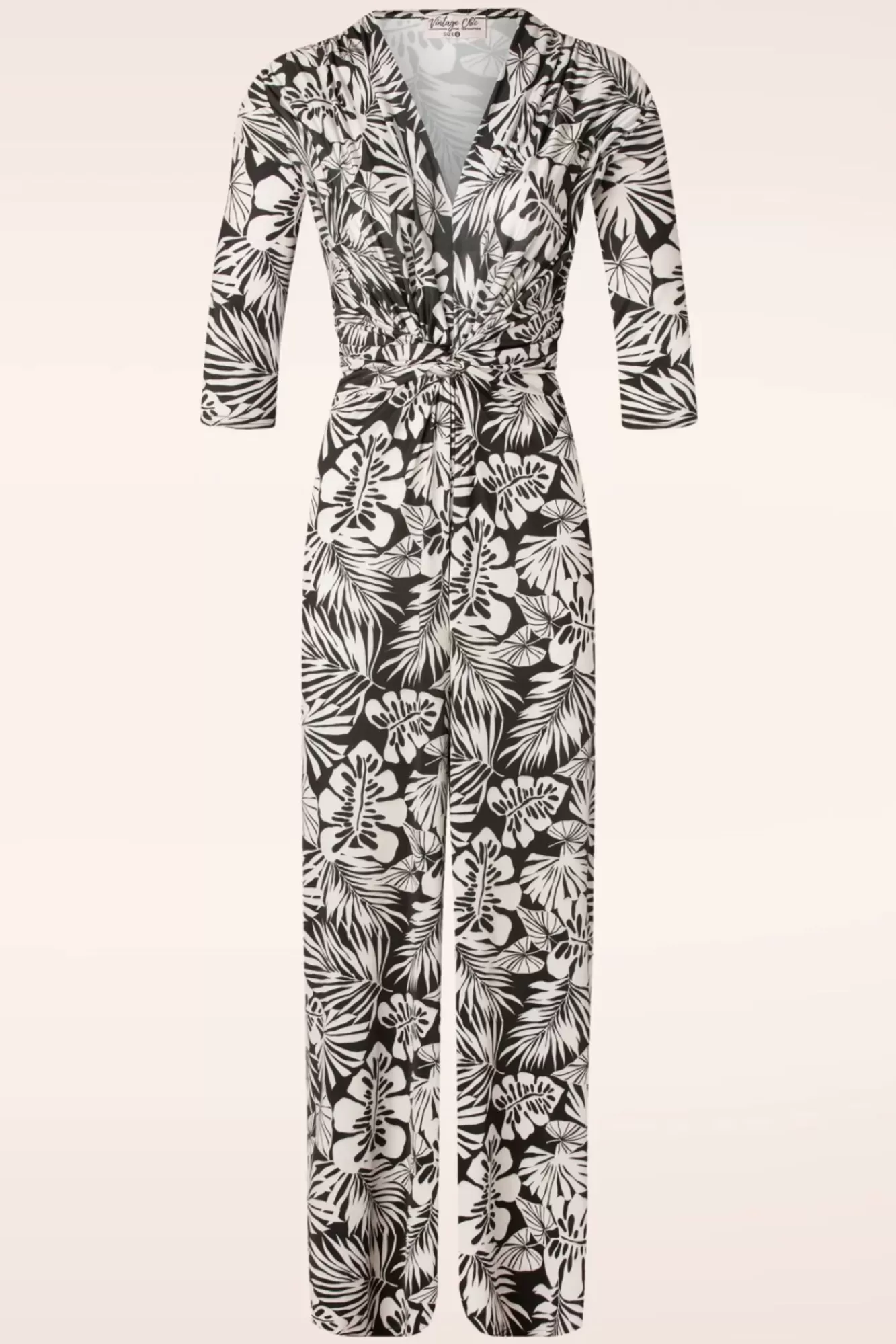 Vintage Chic for Topvintage Lina Leaf Print Jumpsuit In Zwart | Vrouwen Playsuits & Jumpsuits