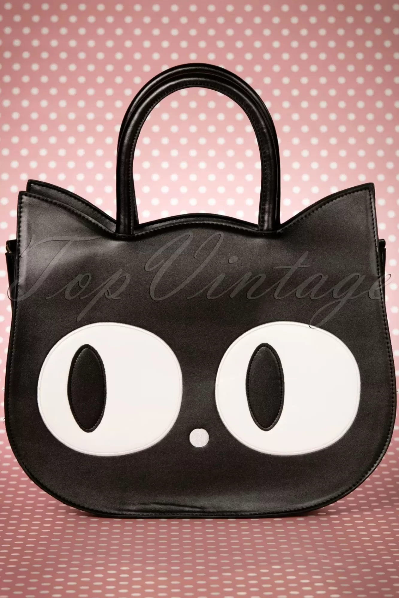 Banned Retro Lizzy De Big Eyed Cat Tas In Zwart | Vrouwen Tassen