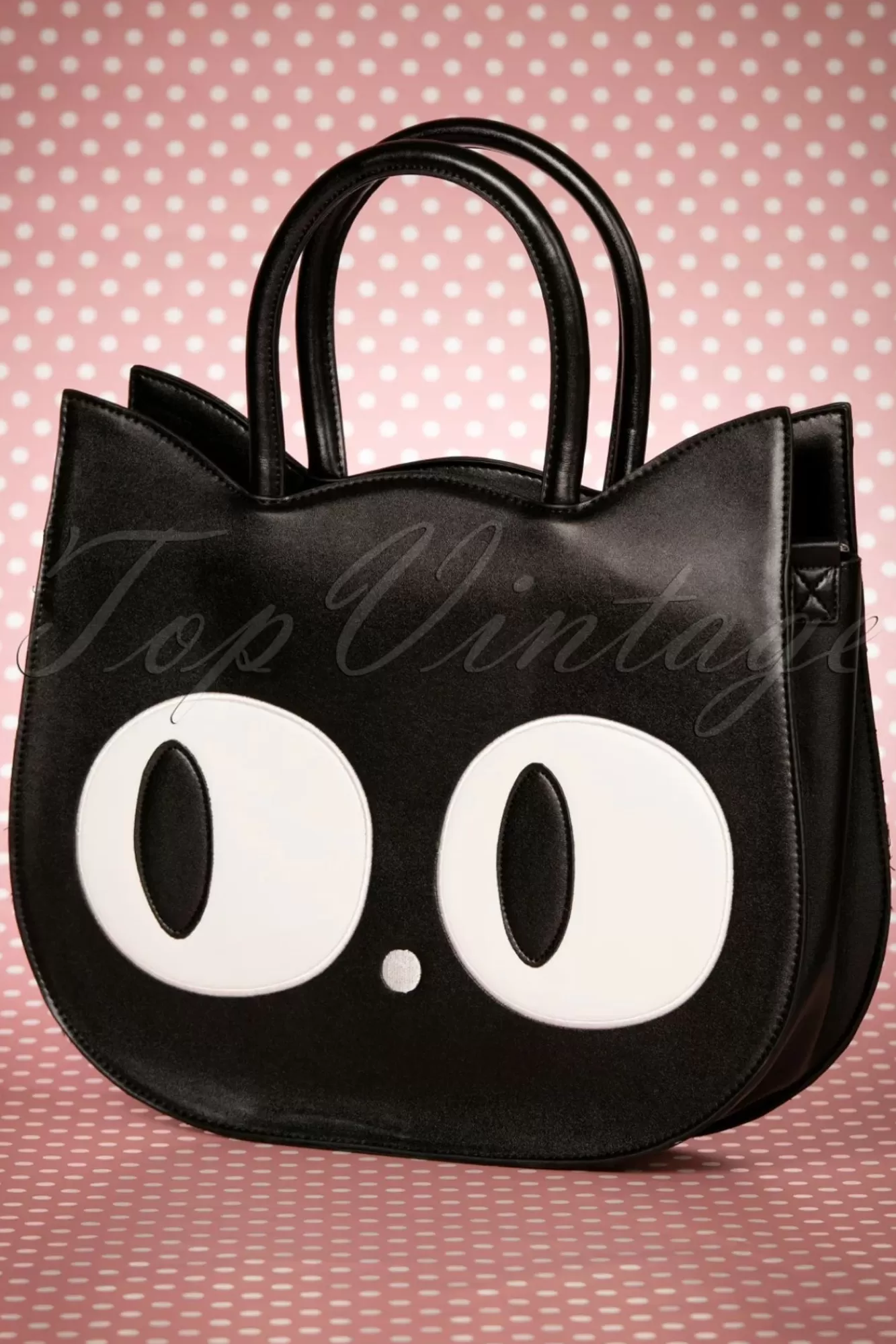 Banned Retro Lizzy De Big Eyed Cat Tas In Zwart | Vrouwen Tassen