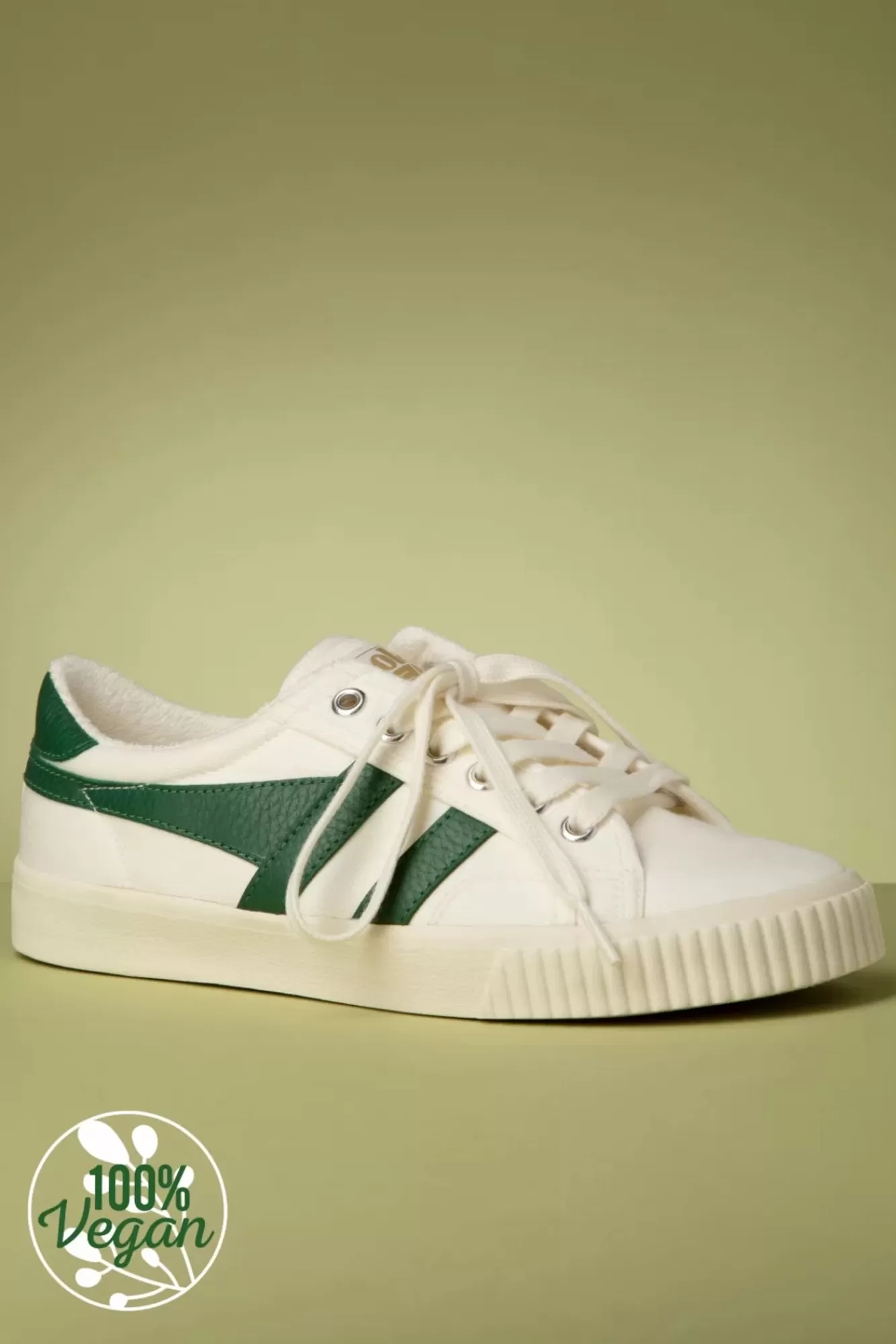 Gola Mark Cox Tennissneakers In Gebroken Wit En Donkergroen | Vrouwen Sneakers