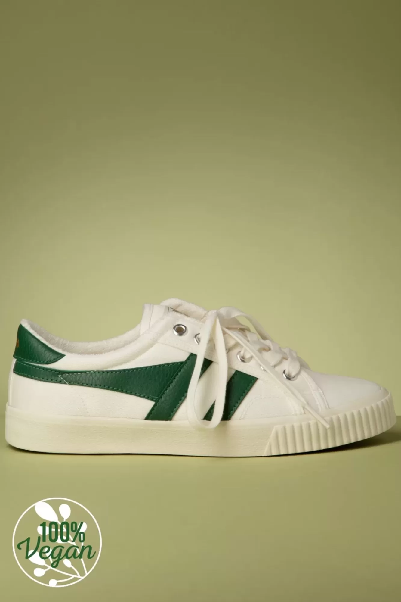 Gola Mark Cox Tennissneakers In Gebroken Wit En Donkergroen | Vrouwen Sneakers