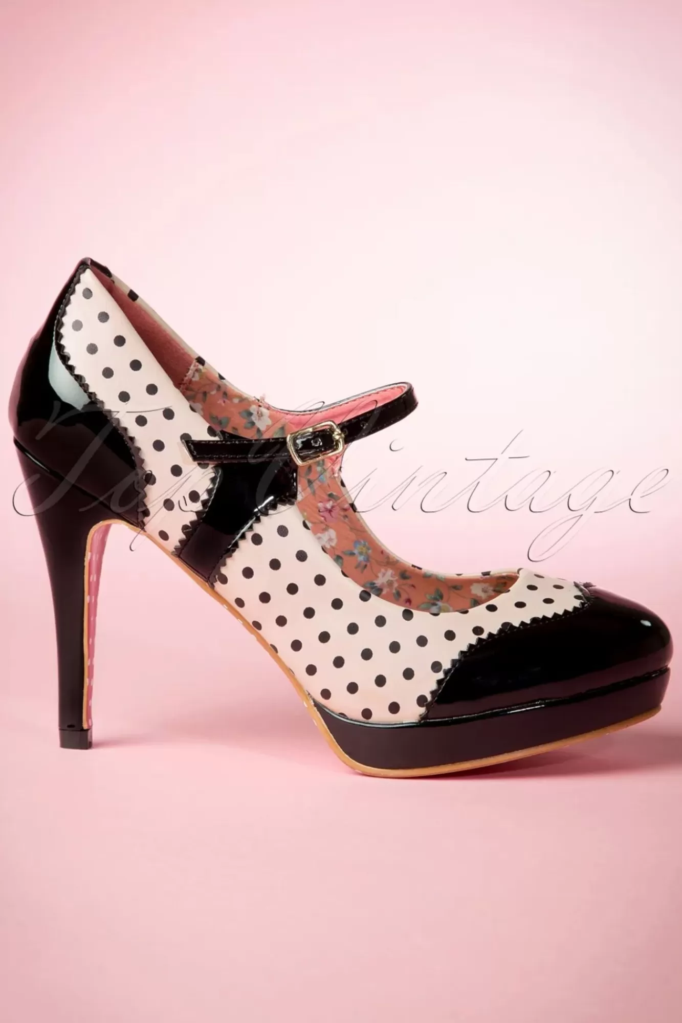 Banned Retro Mary Jane Pumps In Zwart En Beige Roze | Vrouwen Pumps