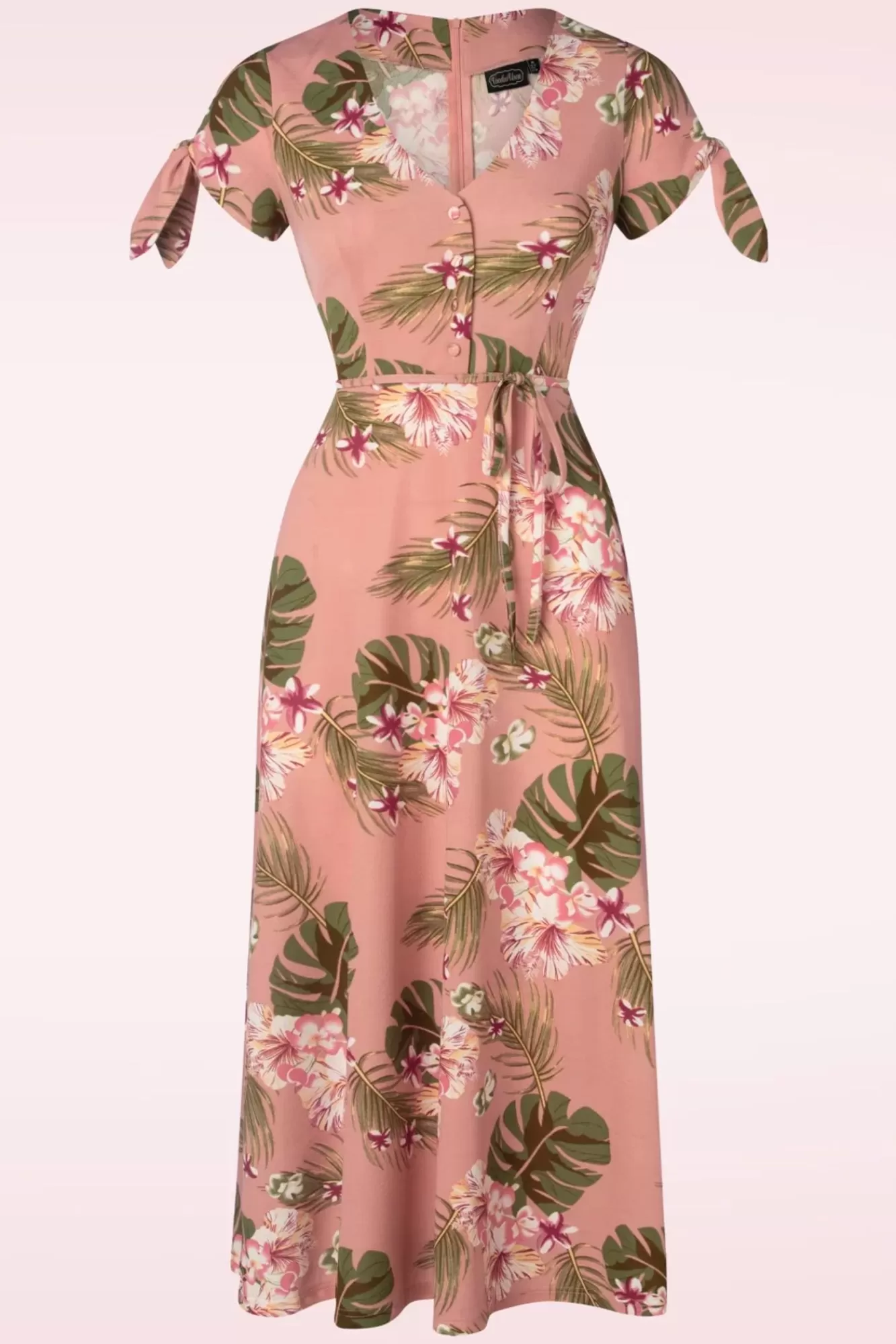 Vixen Midi-Jurk Met Tropische Bloemen In Roze | Vrouwen Maxi Jurken