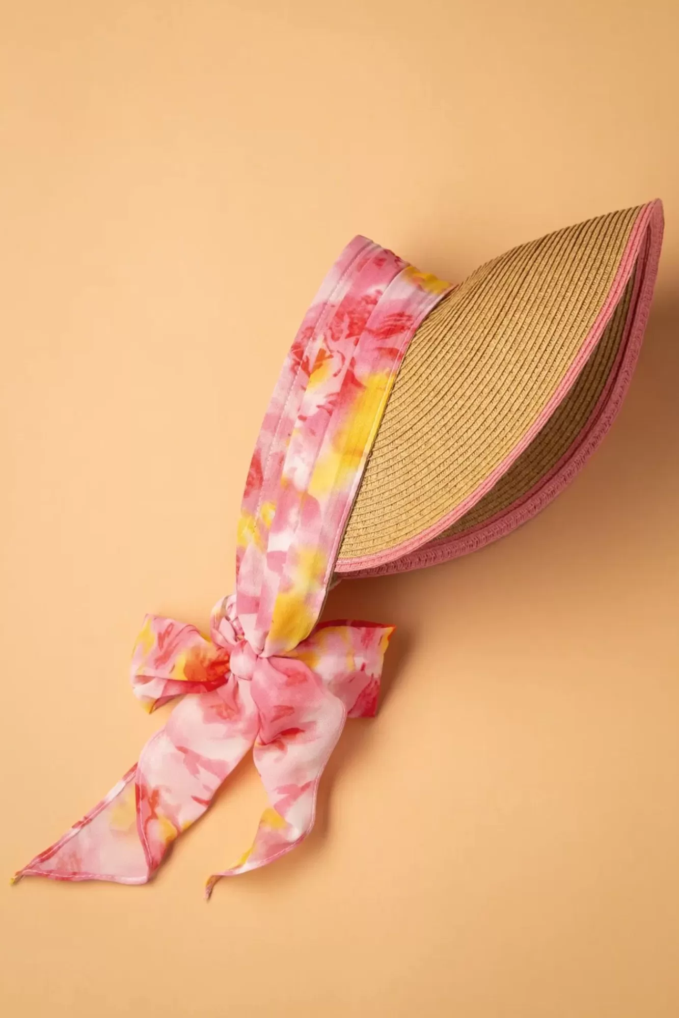 Amici Misha Straw Visor Hoed In Beige En Roze | Vrouwen Hoeden & Fascinators