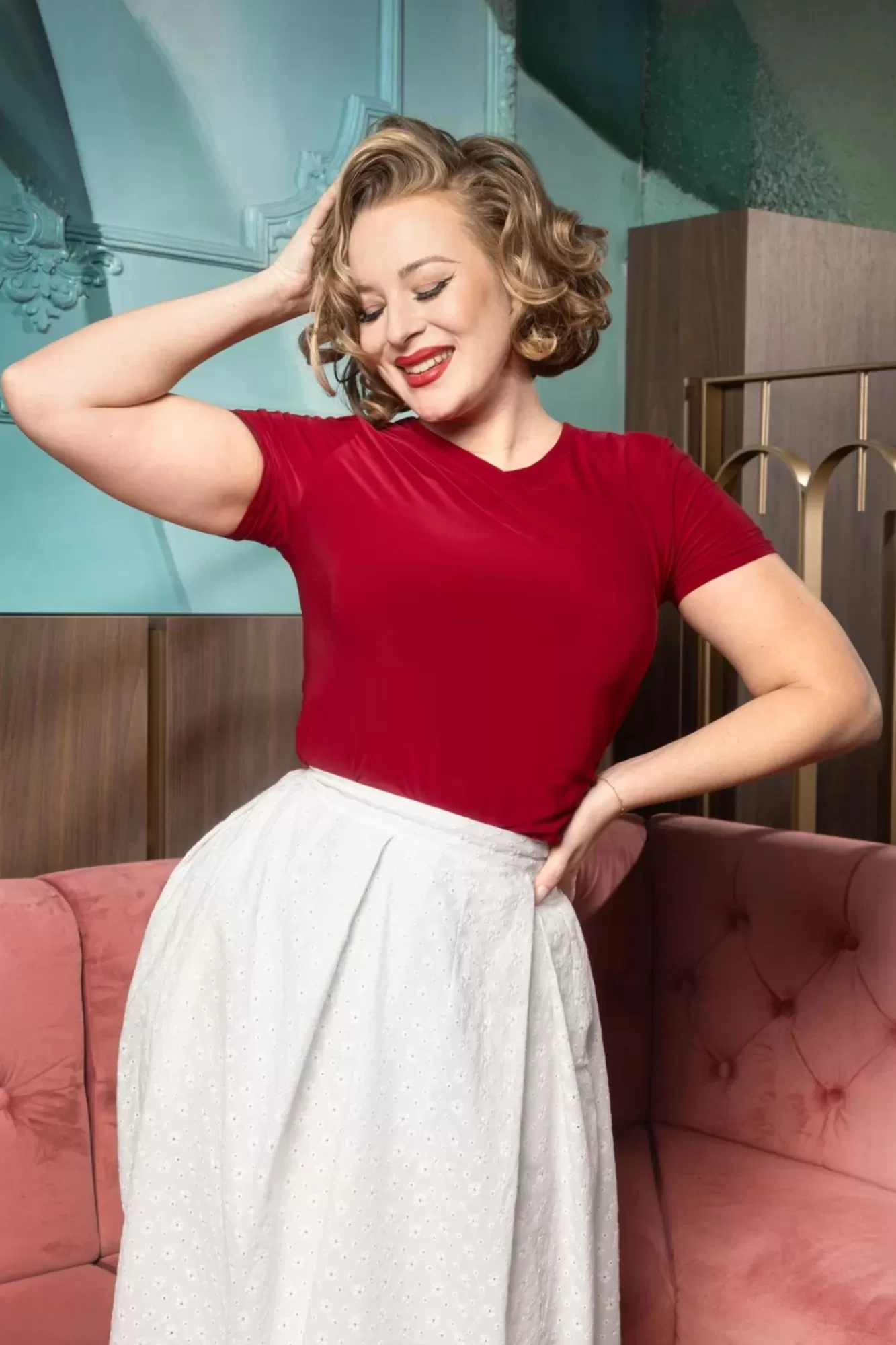 Vintage Chic for Topvintage Nancy Top In Rood | Vrouwen Truitjes