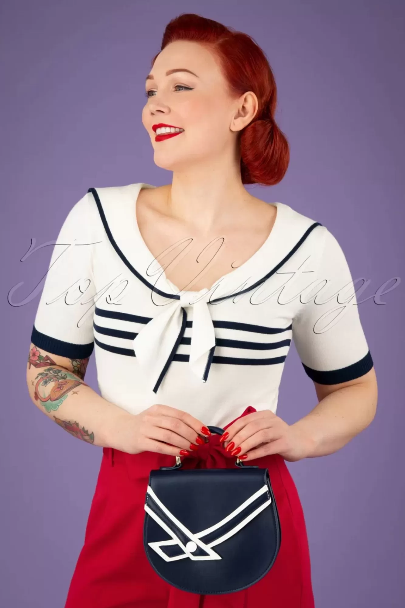 Banned Retro Nautical Kelly Lee Handtas In Marineblauw | Vrouwen Tassen