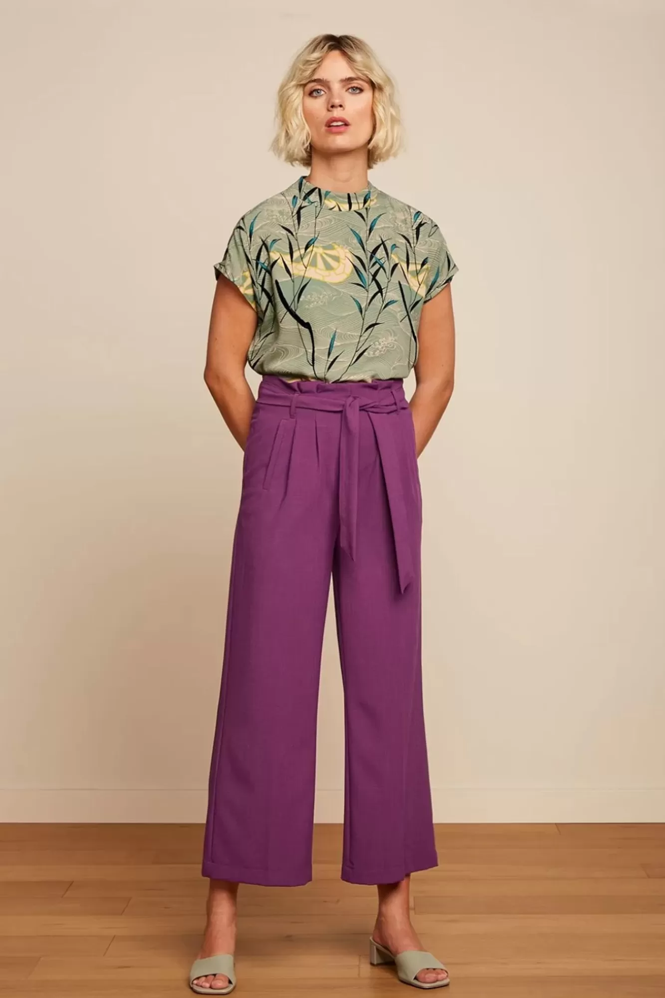 King Louie Neva Cropped Broek Timba In Caspia Paars | Vrouwen Broeken