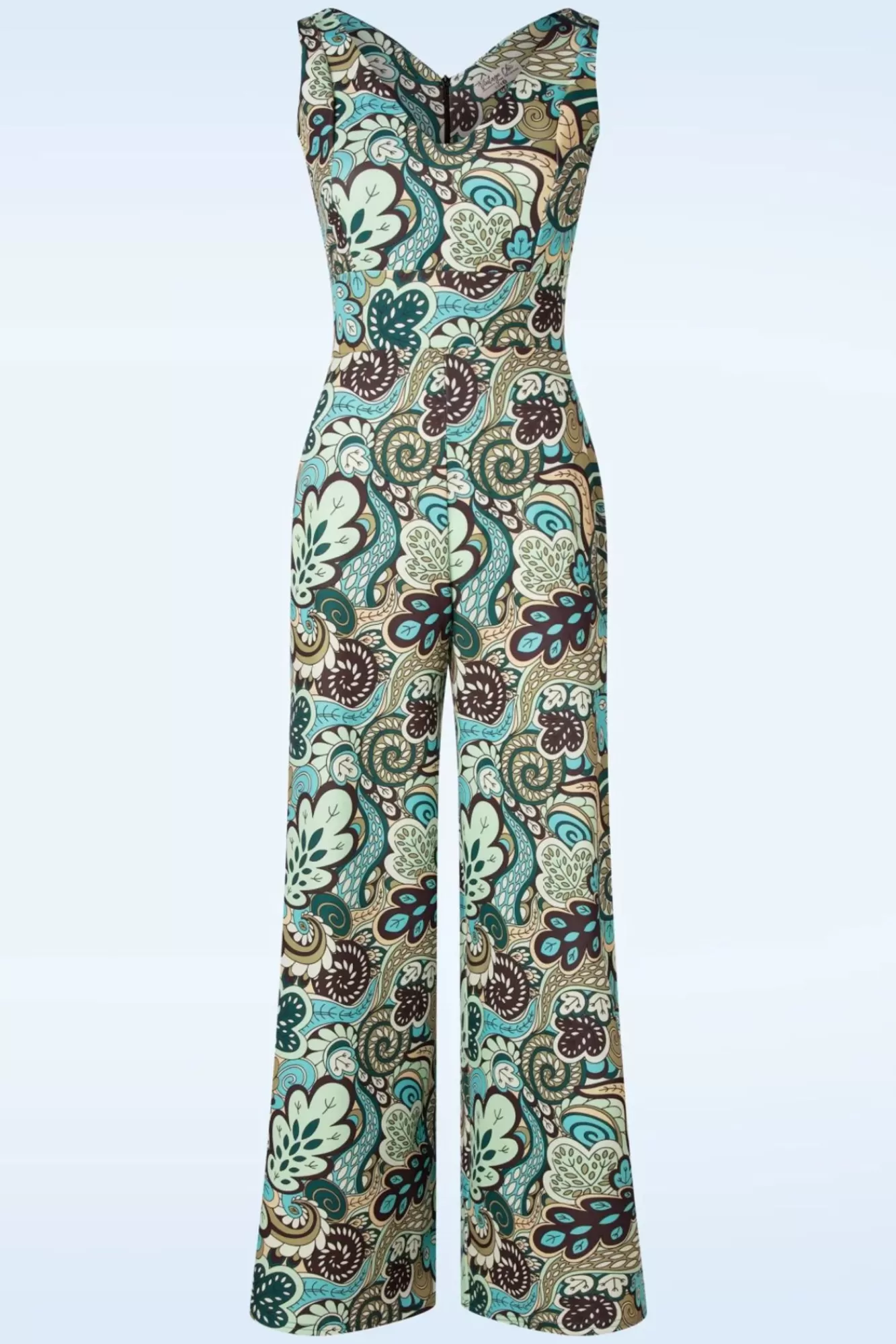 Vintage Chic for Topvintage Paisley Jumpsuit In Groen En Bruin | Vrouwen Playsuits & Jumpsuits