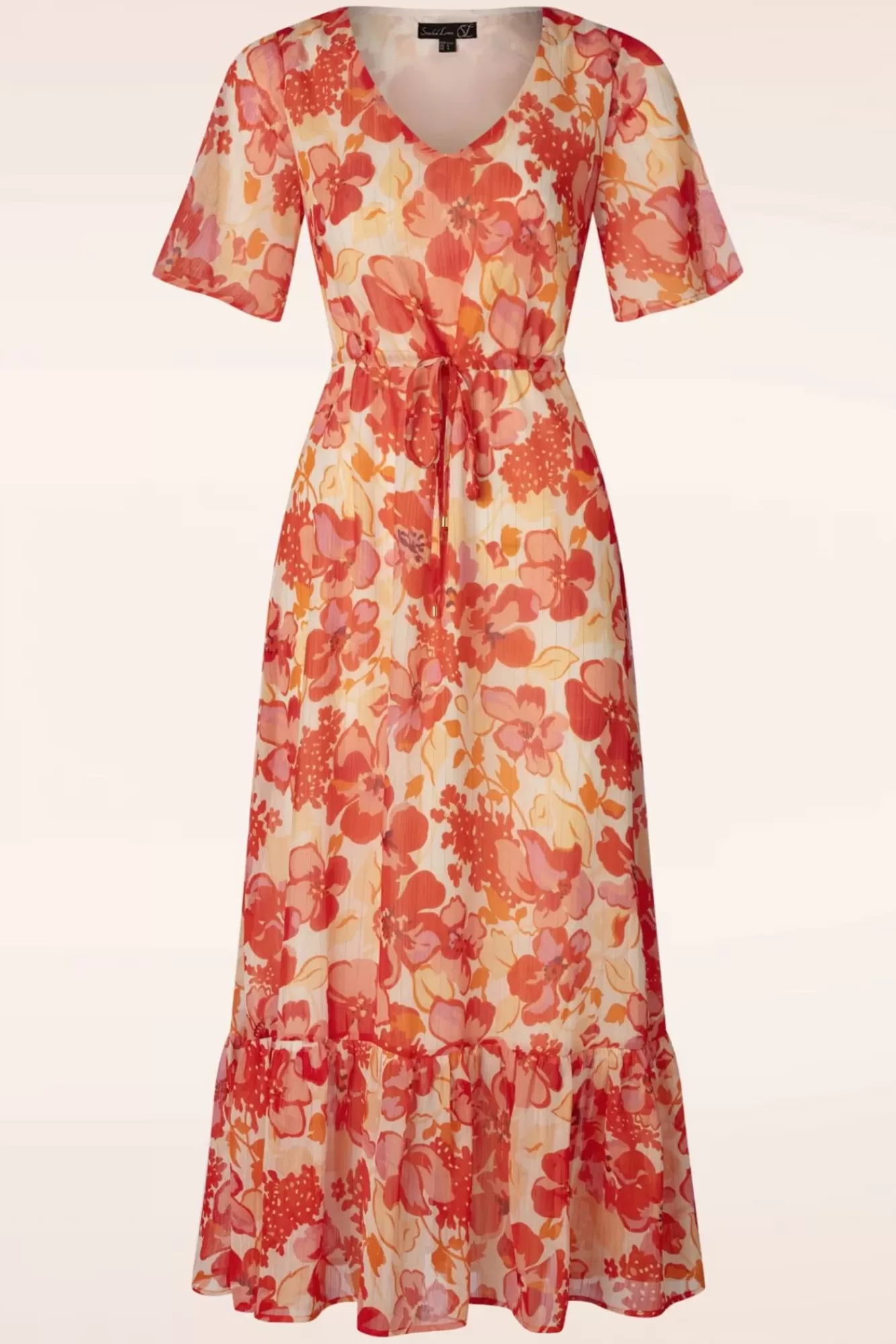 Smashed Lemon Patricia Floral Maxi Jurk In Oranje | Vrouwen Maxi Jurken