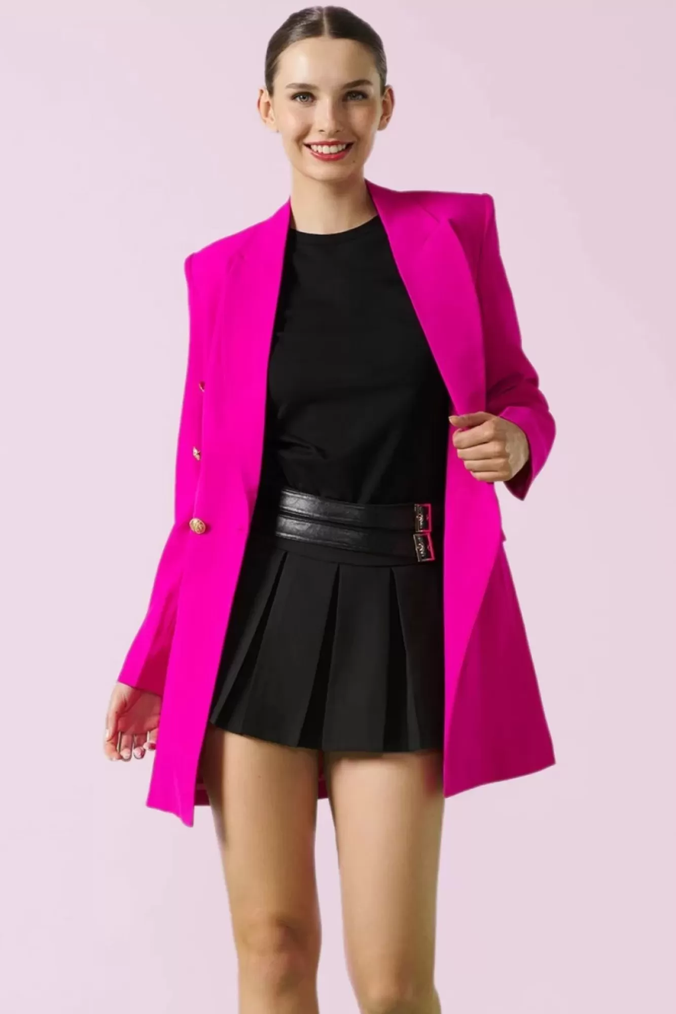 Minueto Paula Blazer Dress In Fluoriserend Roze | Vrouwen Jassen