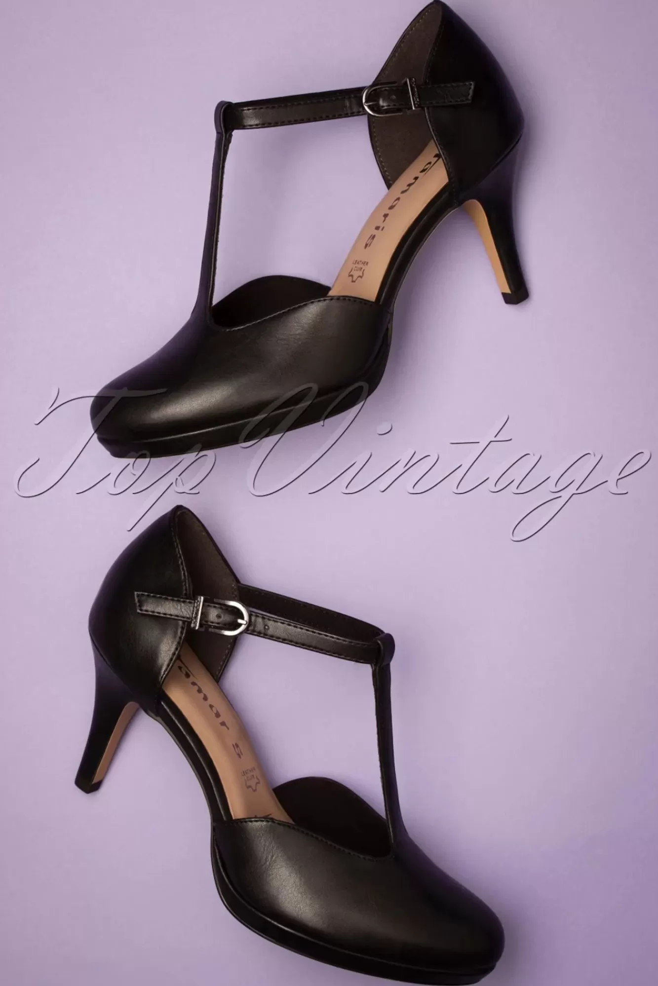 Tamaris Phyllis T-Strap Pumps In Matte Zwart | Vrouwen Pumps