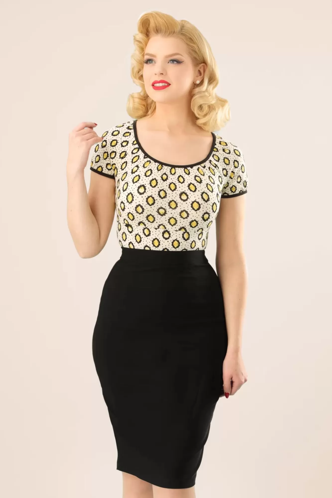 Collectif Clothing Polly Bengaline Rok In Zwart | Vrouwen Rokken