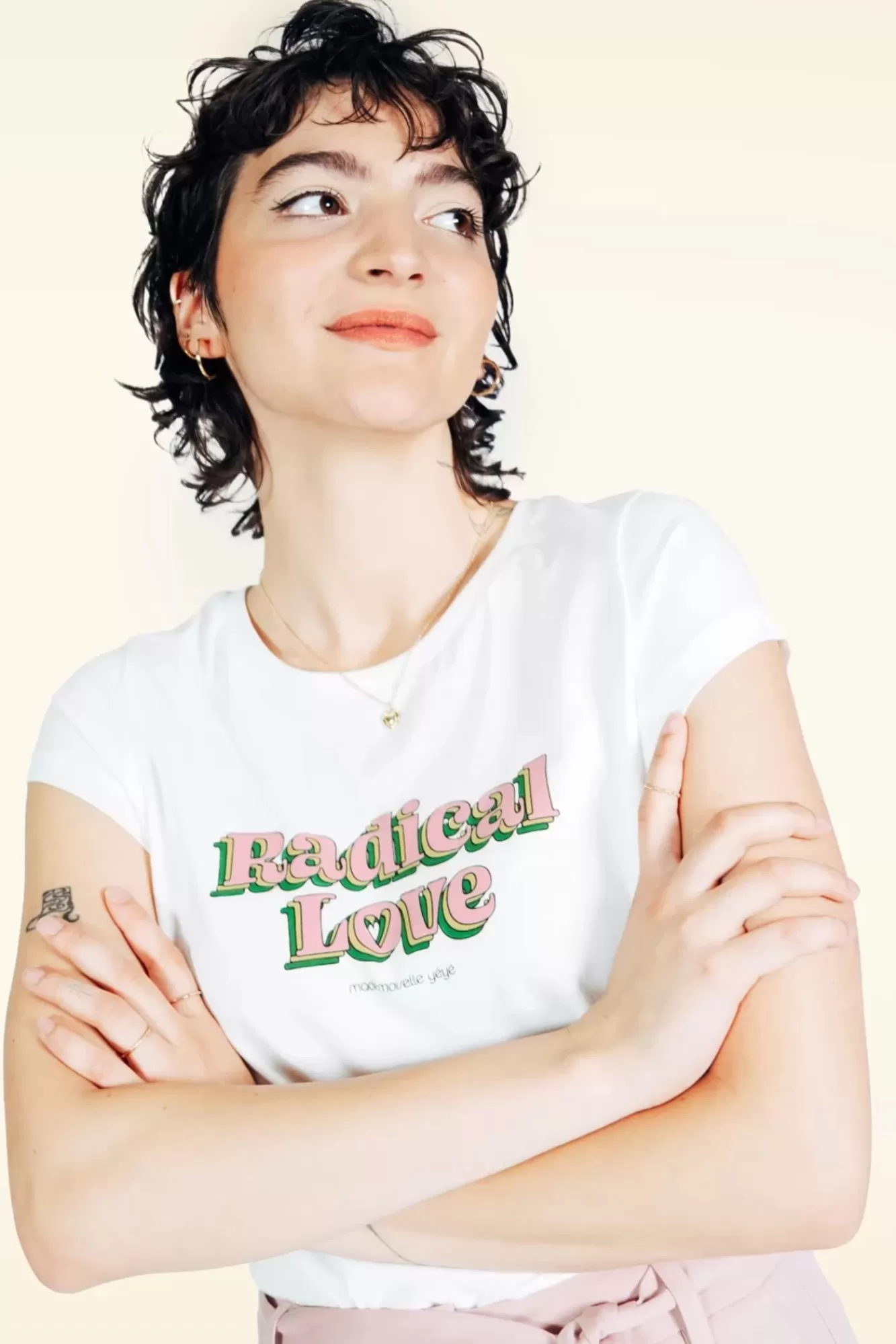 Mademoiselle Yu00e9Yu00e9 Radical Love T-Shirt In Ecru | Vrouwen T-Shirts