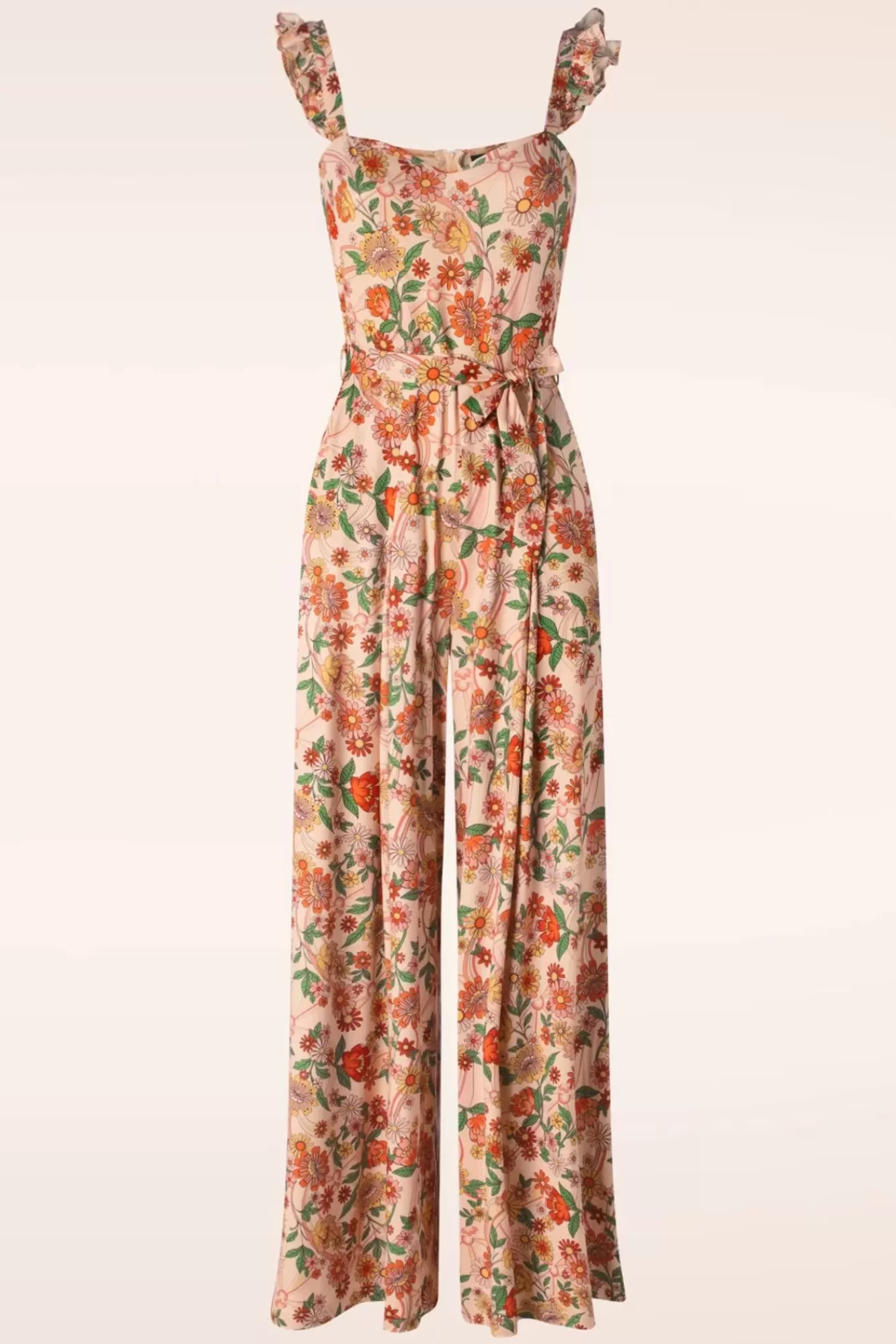 Vixen Rainbow Floral Print Jumpsuit In Licht Roze | Vrouwen Playsuits & Jumpsuits