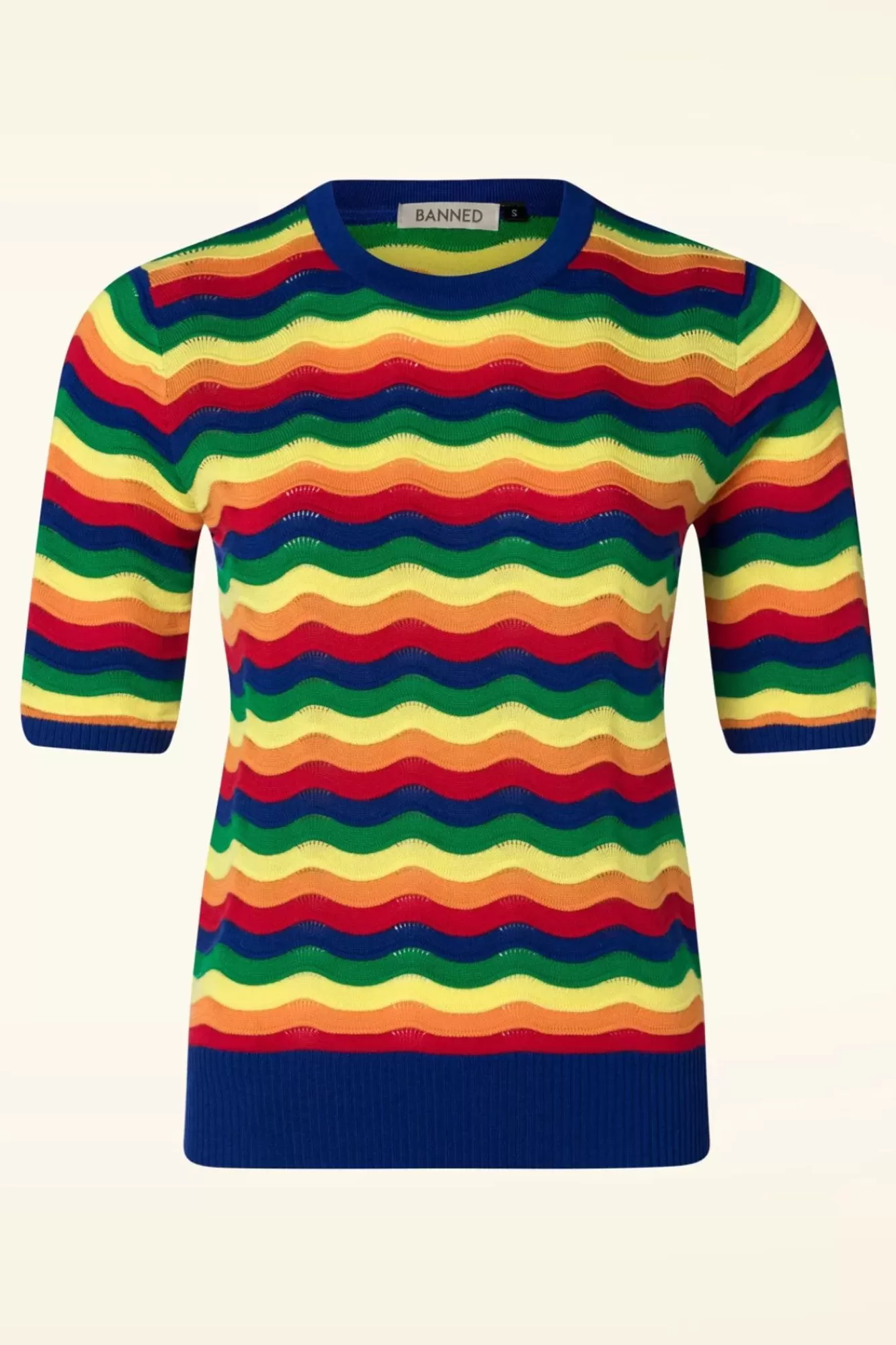 Banned Retro Rainbow Waves Jumper In Multi | Vrouwen Truitjes