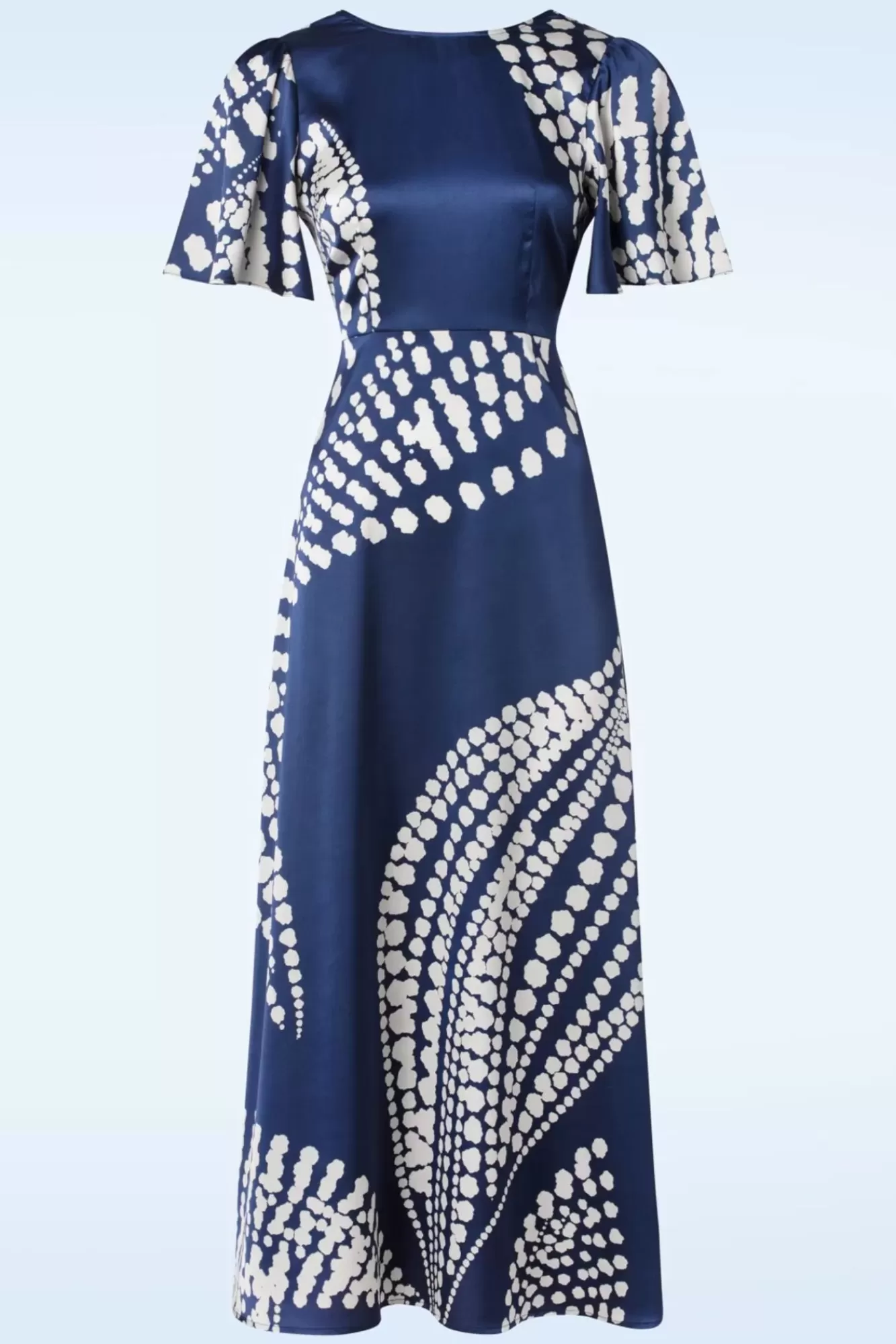 Traffic People Rene Jurk In Blauw En Creme | Vrouwen Maxi Jurken