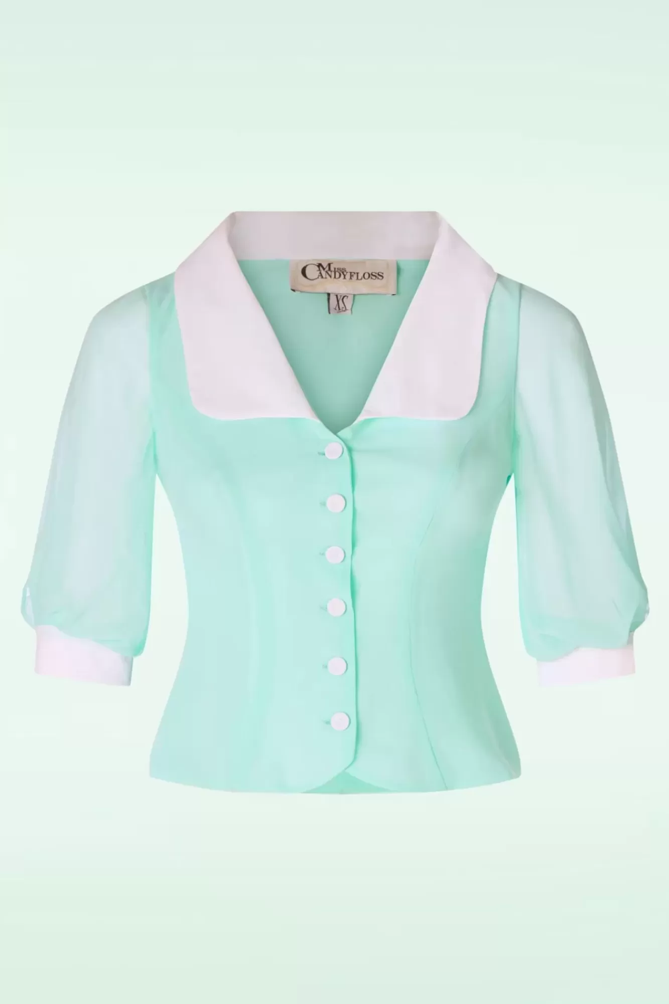 Miss Candyfloss Sacha Mai Sheer Organza Blouse In Mint | Vrouwen Blouses