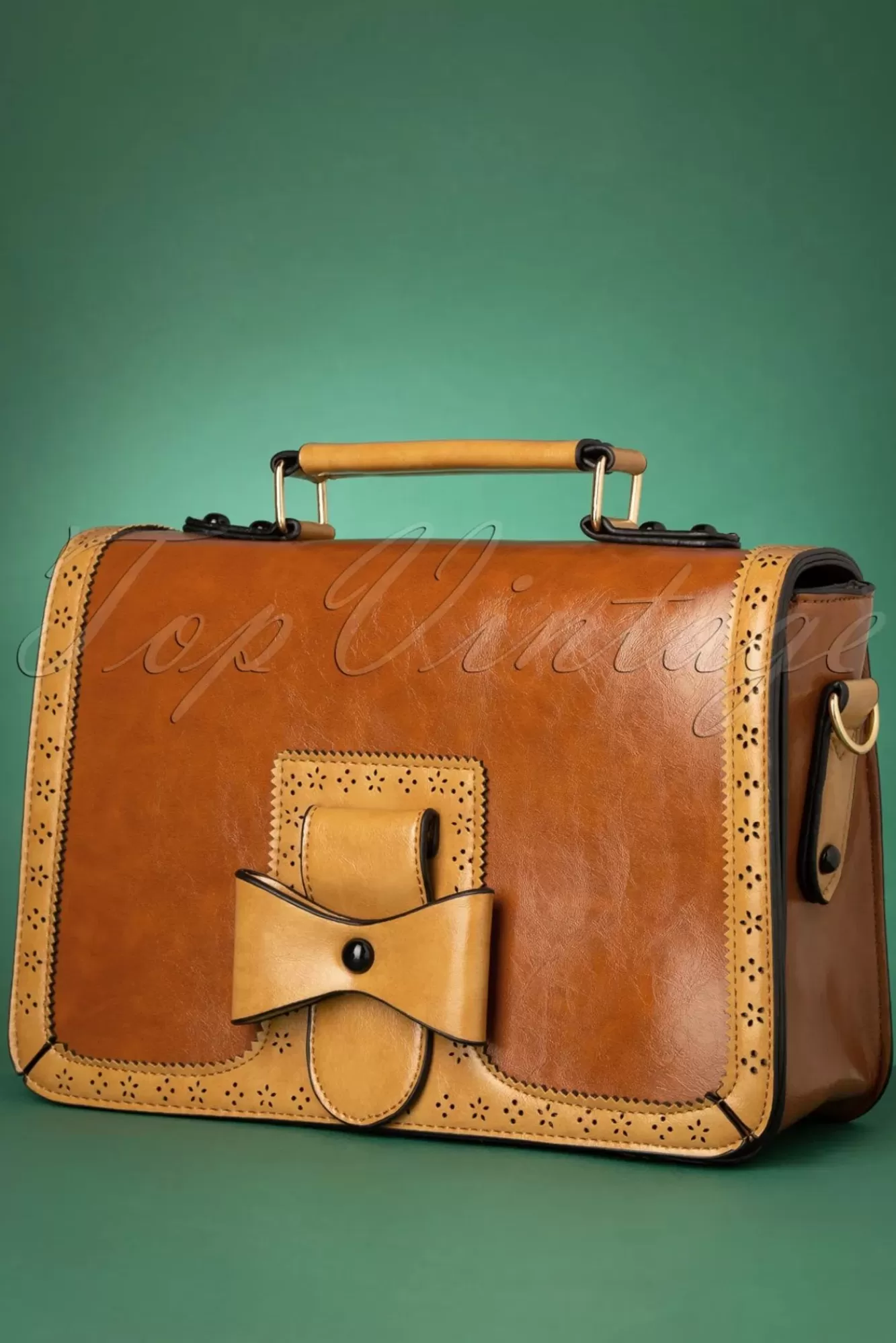 Banned Retro Scandal Office Handtas In Camel En Cognac | Vrouwen Tassen