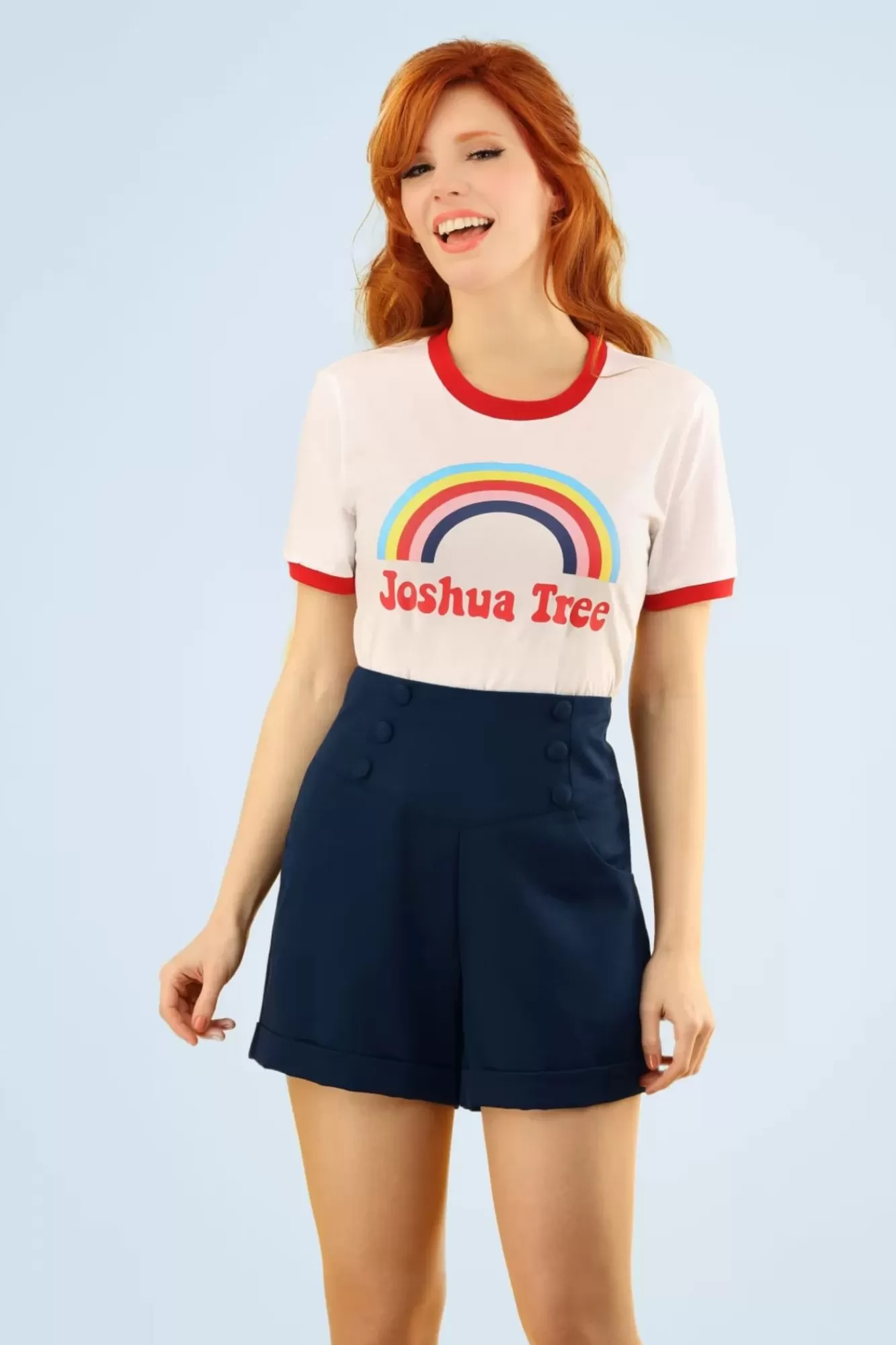 Banned Retro Schattig Als Een Knoopshort In Marineblauw | Vrouwen Broeken