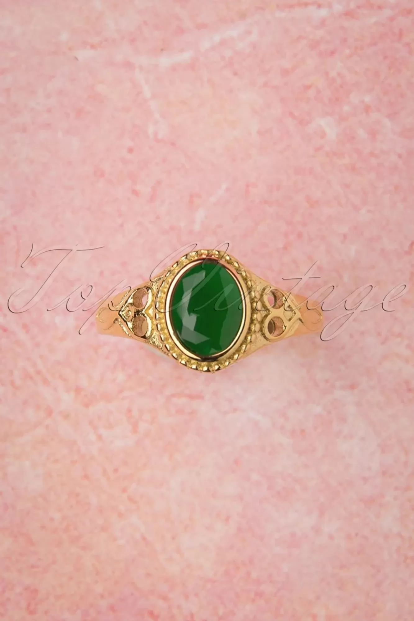 Topvintage Boutique Collection Selflove Ring In Goud En Groen | Vrouwen Sieraden