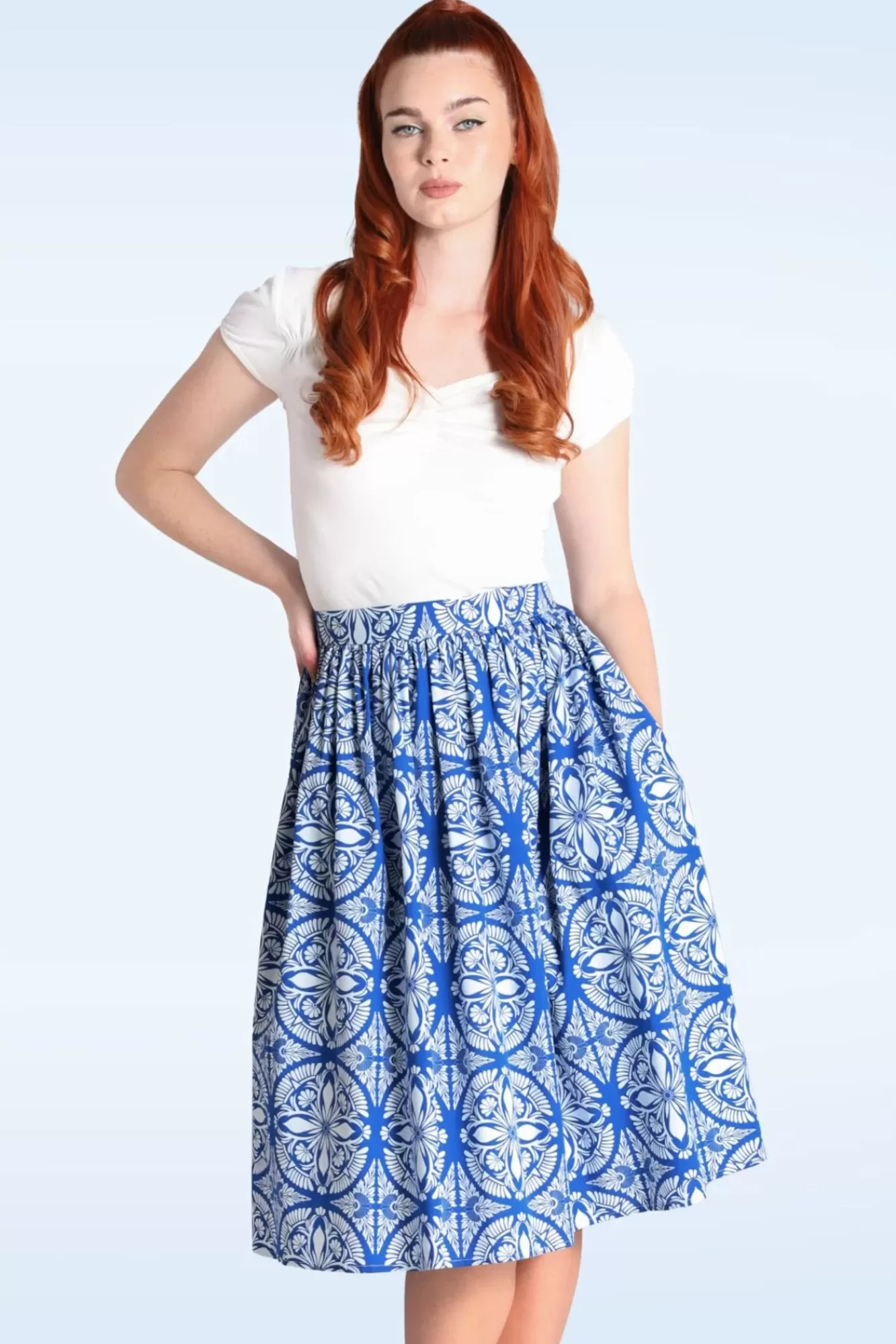 Bunny Sicily Swing Rok In Blauw En Wit | Vrouwen Rokken