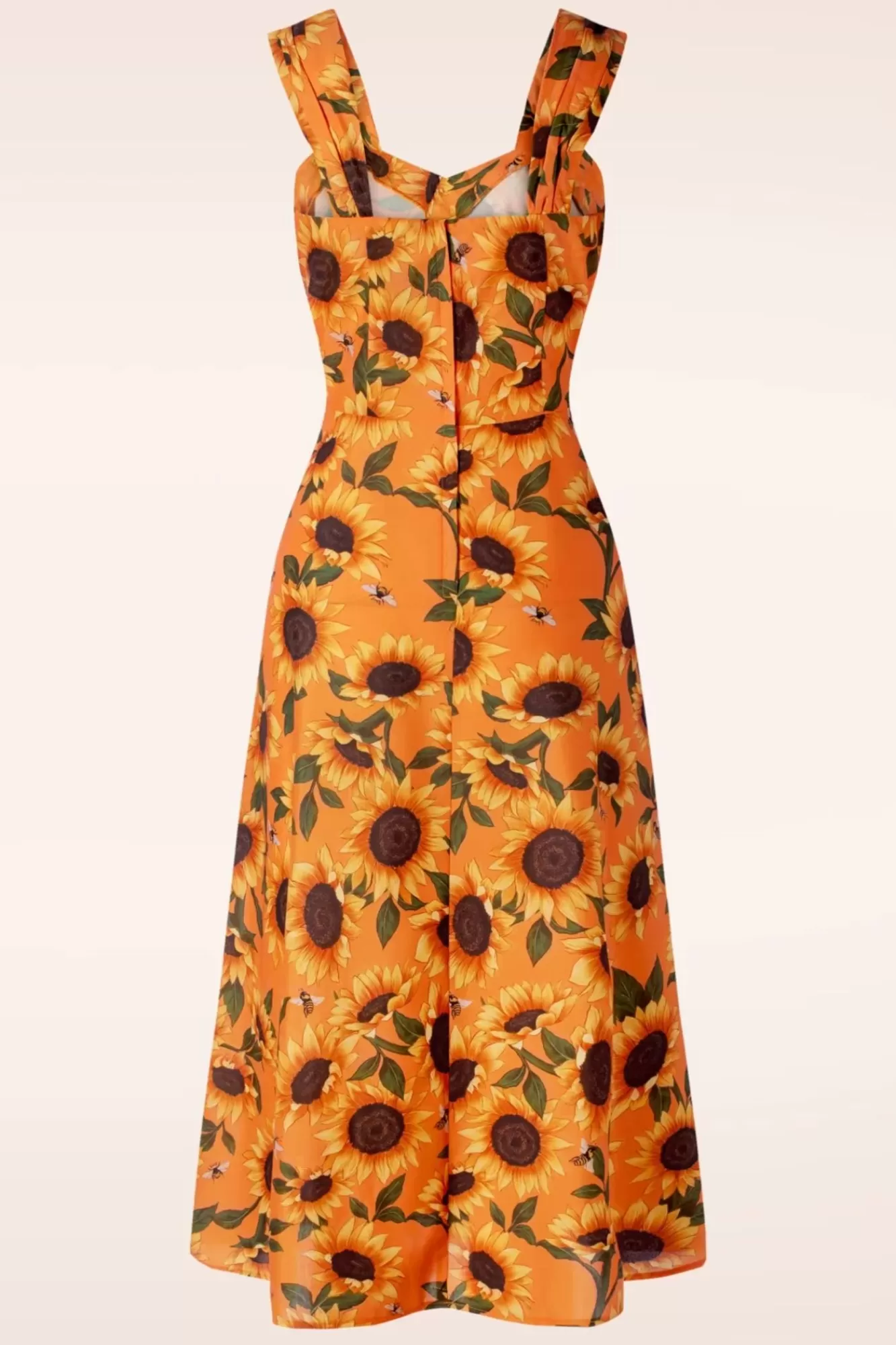 Vixen Sunflower Print Midi Jurk In Oranje | Vrouwen Plus Size Jurken