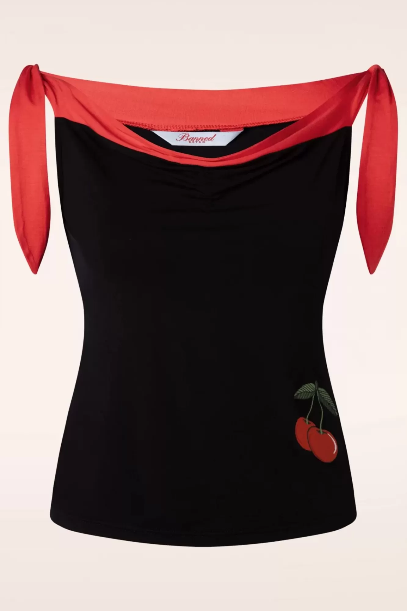 Banned Retro Sweet Summer Top In Zwart En Rood | Vrouwen Tops