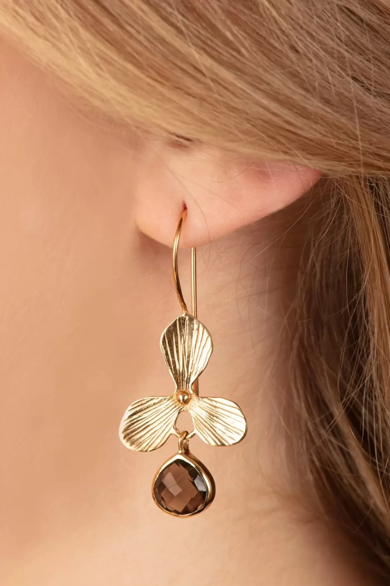 Very Cherry The Clover Oorbellen In Goud En Rookkwarts | Vrouwen Sieraden