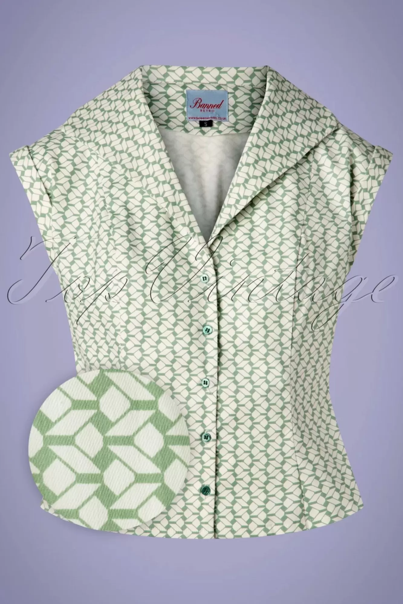 Banned Retro Tina Tile Blouse In Mintgroen | Vrouwen Blouses