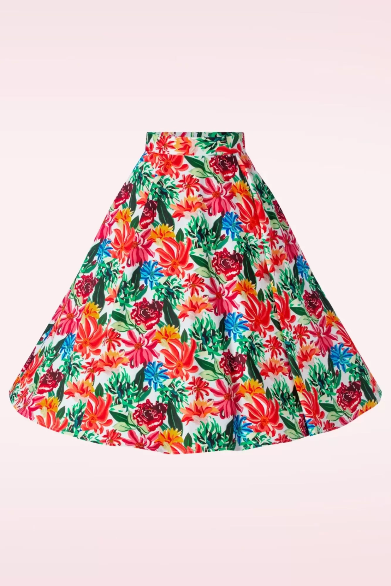 Topvintage Boutique Collection Topvintage Exclusief ~ Adriana Flower Swing Rok In Multi | Vrouwen Rokken