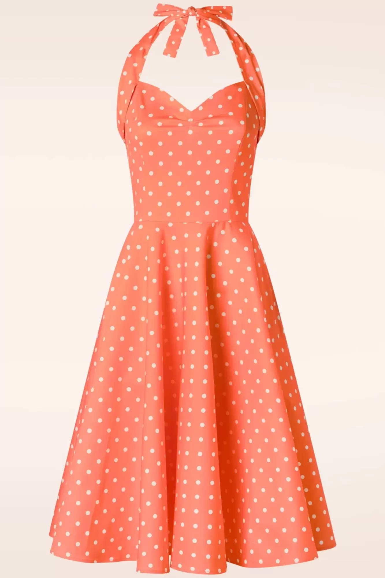 Topvintage Boutique Collection Topvintage Exclusive ~ Bettie Polka Dot Swing Jurk In Oranje | Vrouwen Plus Size Jurken