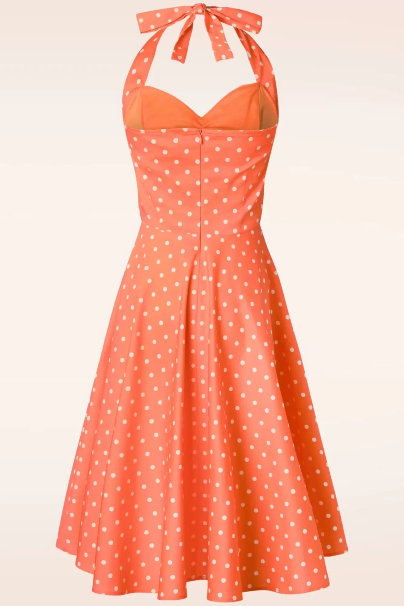Topvintage Boutique Collection Topvintage Exclusive ~ Bettie Polka Dot Swing Jurk In Oranje | Vrouwen Plus Size Jurken