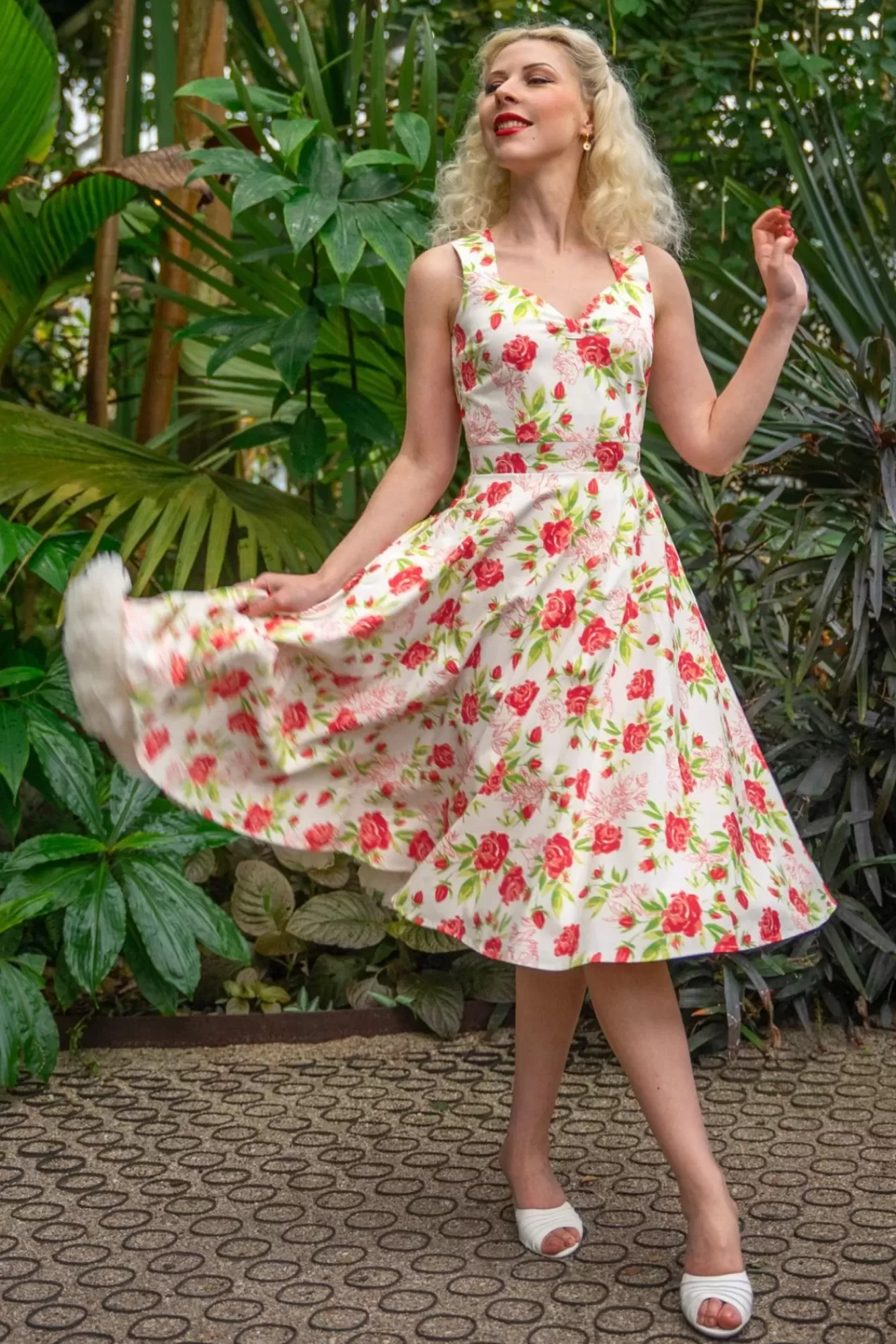 Topvintage Boutique Collection Topvintage Exclusive ~ Eliane Rose Swing Jurk In Wit | Vrouwen Plus Size Jurken