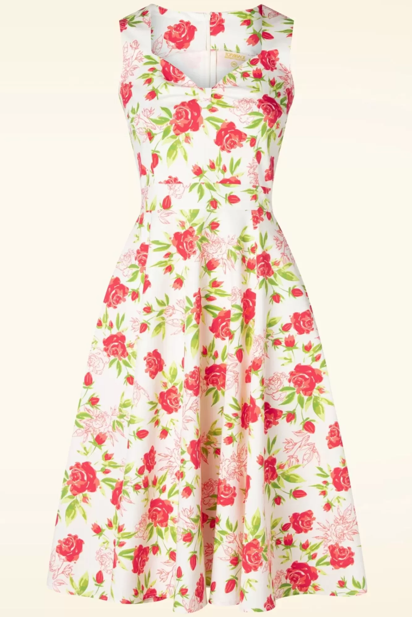 Topvintage Boutique Collection Topvintage Exclusive ~ Eliane Rose Swing Jurk In Wit | Vrouwen Plus Size Jurken