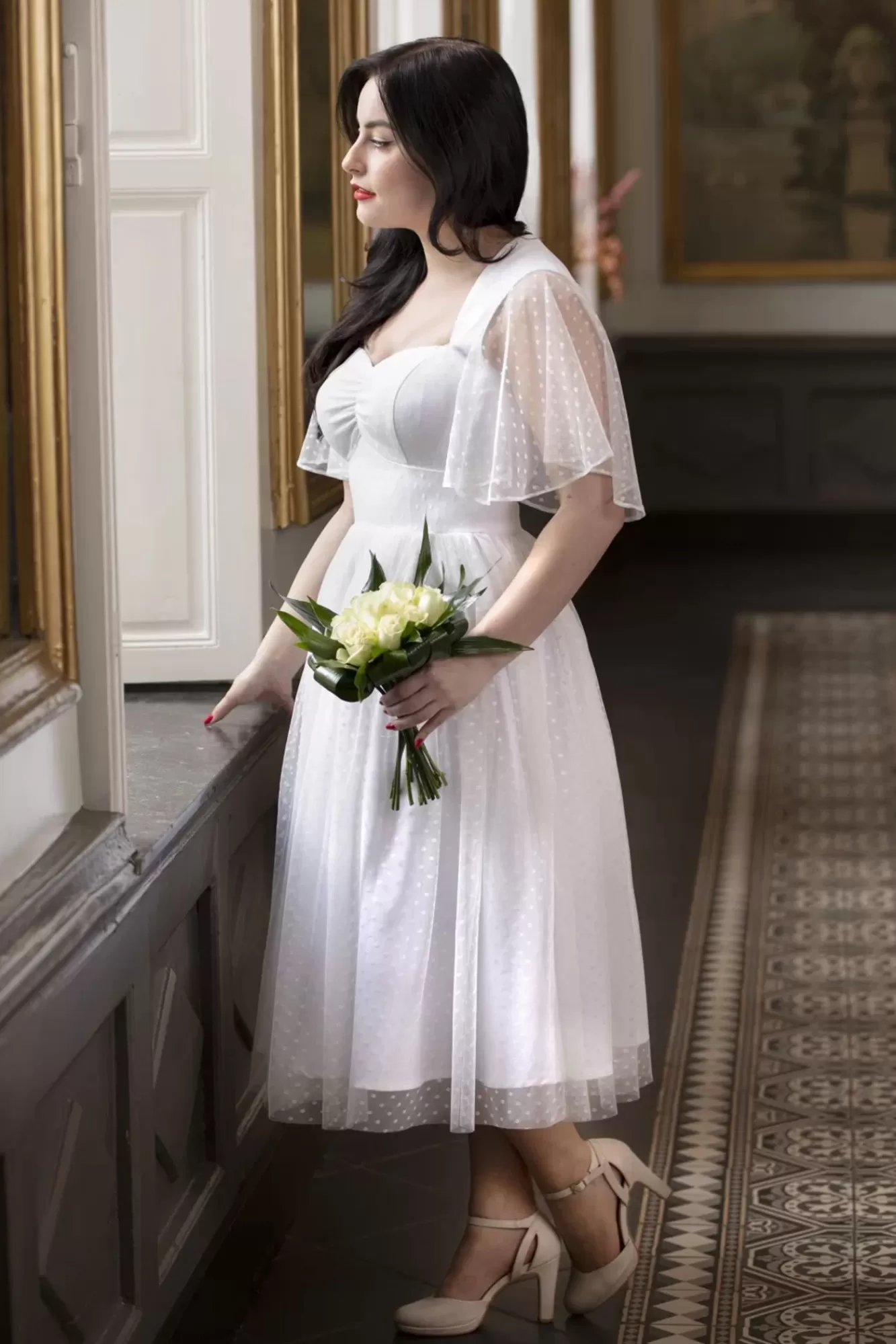 Topvintage Boutique Collection Topvintage Exclusive ~ Holly Bridal Swing Jurk In Wit | Vrouwen Swing Jurken