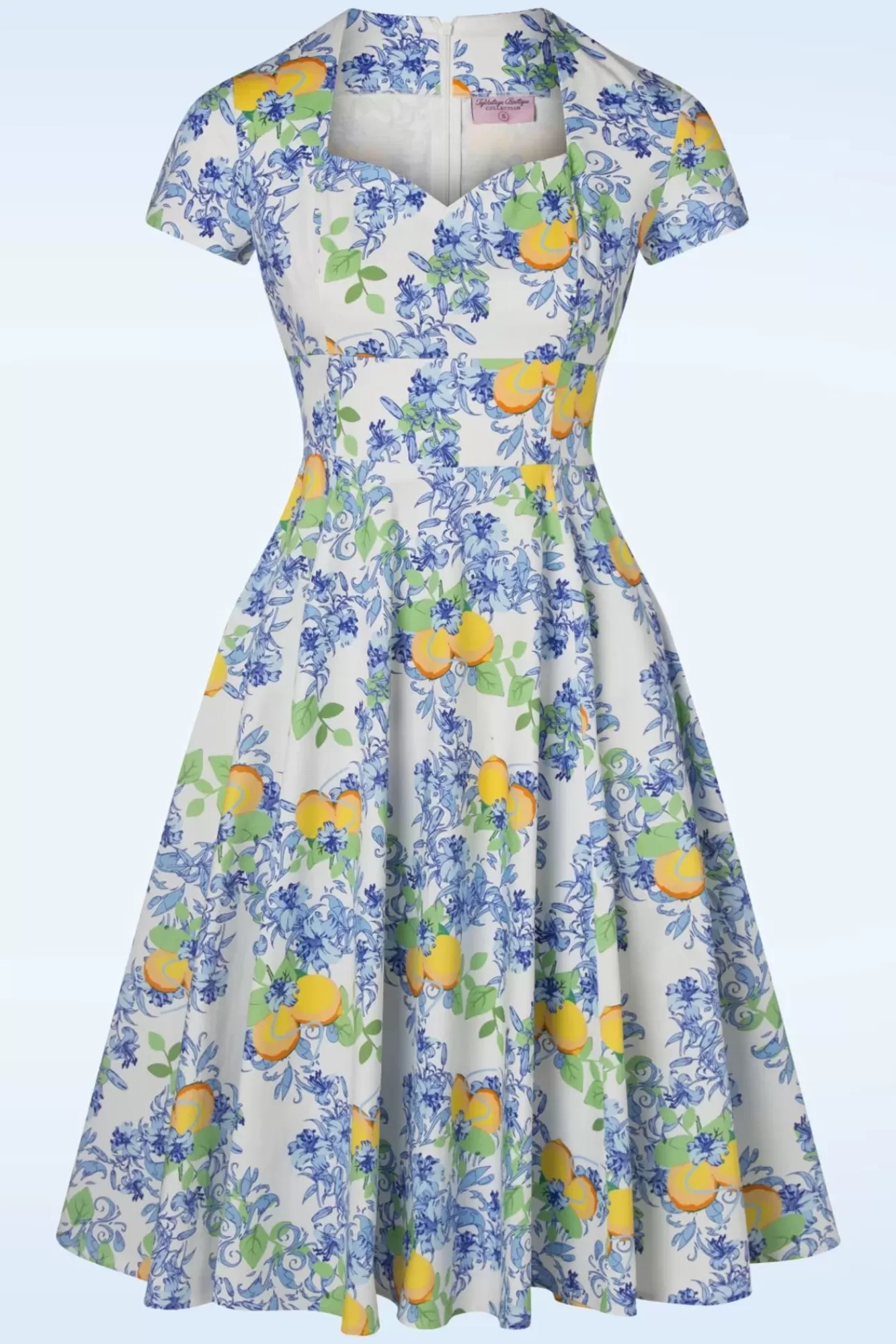 Topvintage Boutique Collection Topvintage Exclusive ~ Joliena Swingjurk In Wit En Blauw | Vrouwen Plus Size Jurken