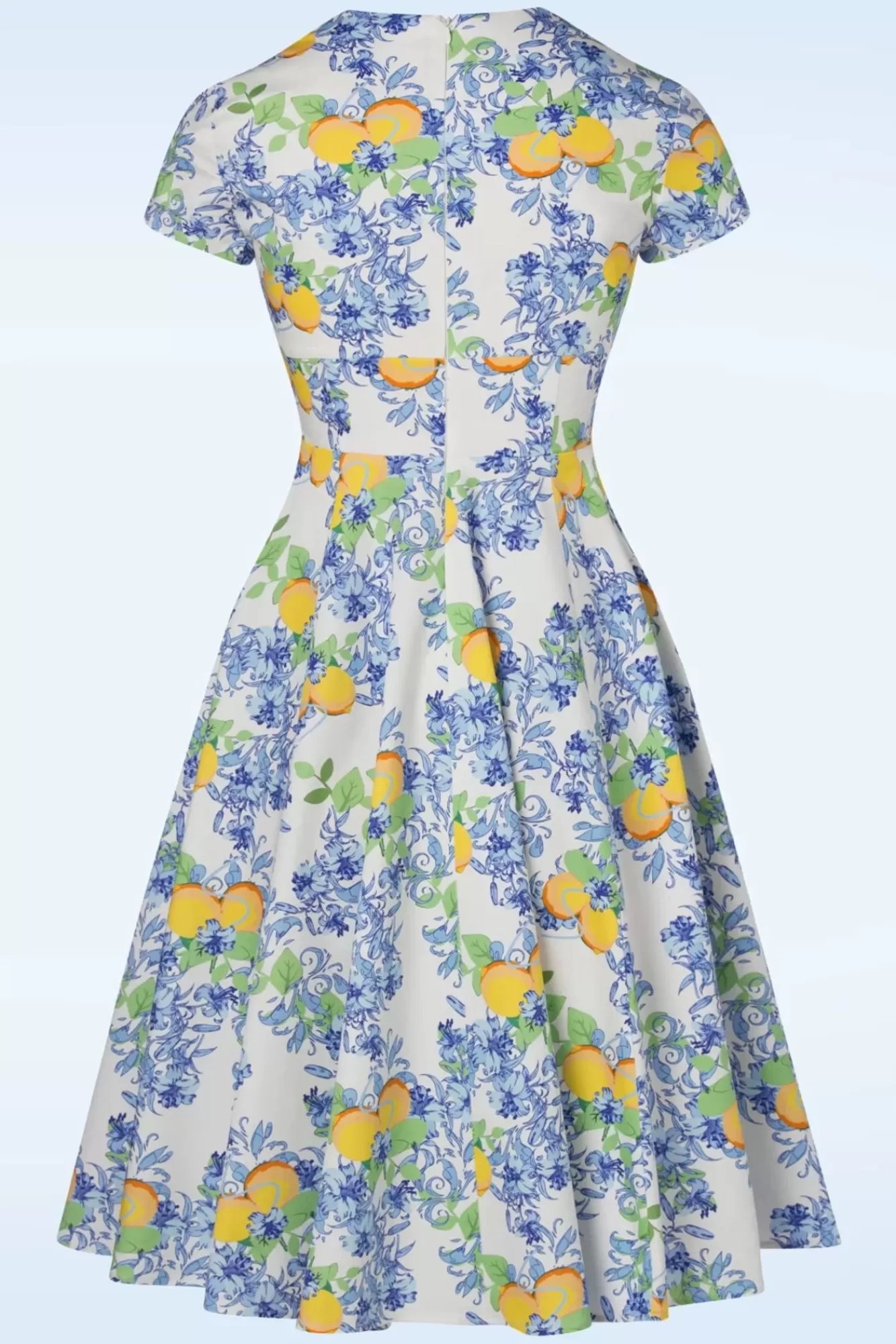 Topvintage Boutique Collection Topvintage Exclusive ~ Joliena Swingjurk In Wit En Blauw | Vrouwen Plus Size Jurken