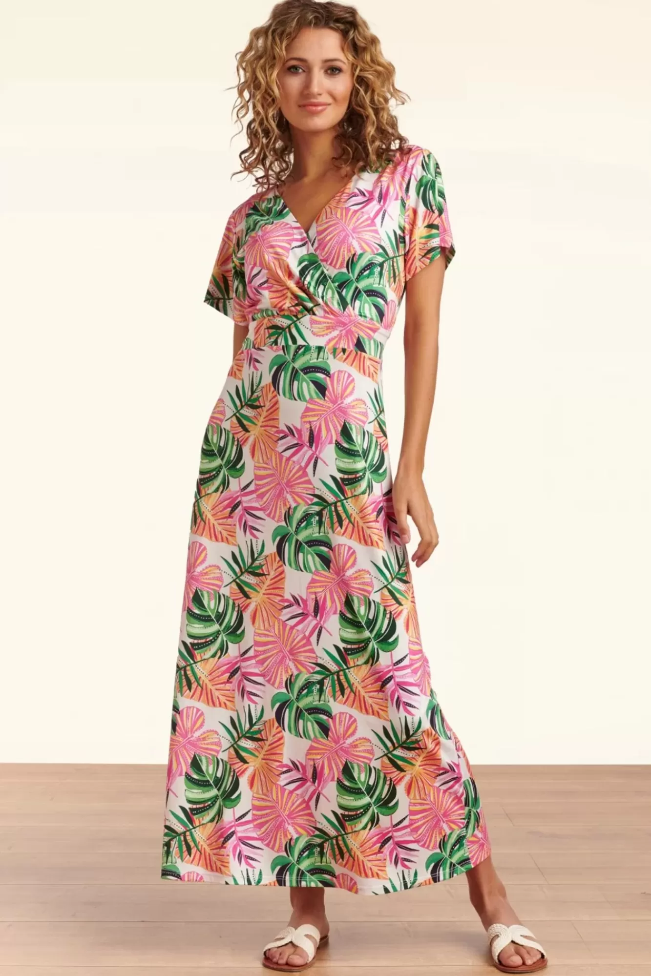 Smashed Lemon Tropische Maxi Jurk In Wit | Vrouwen Maxi Jurken