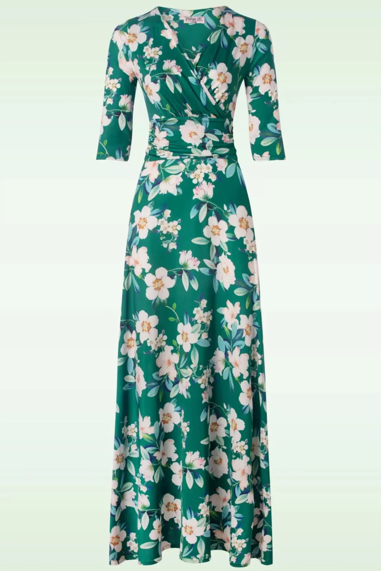 Vintage Chic for Topvintage Valentina Flower Maxi Jurk In Groen | Vrouwen Maxi Jurken